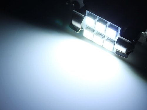 2-Pack White 6 SMD LED Bulbs for Car Interior Dome Lights - 1.50