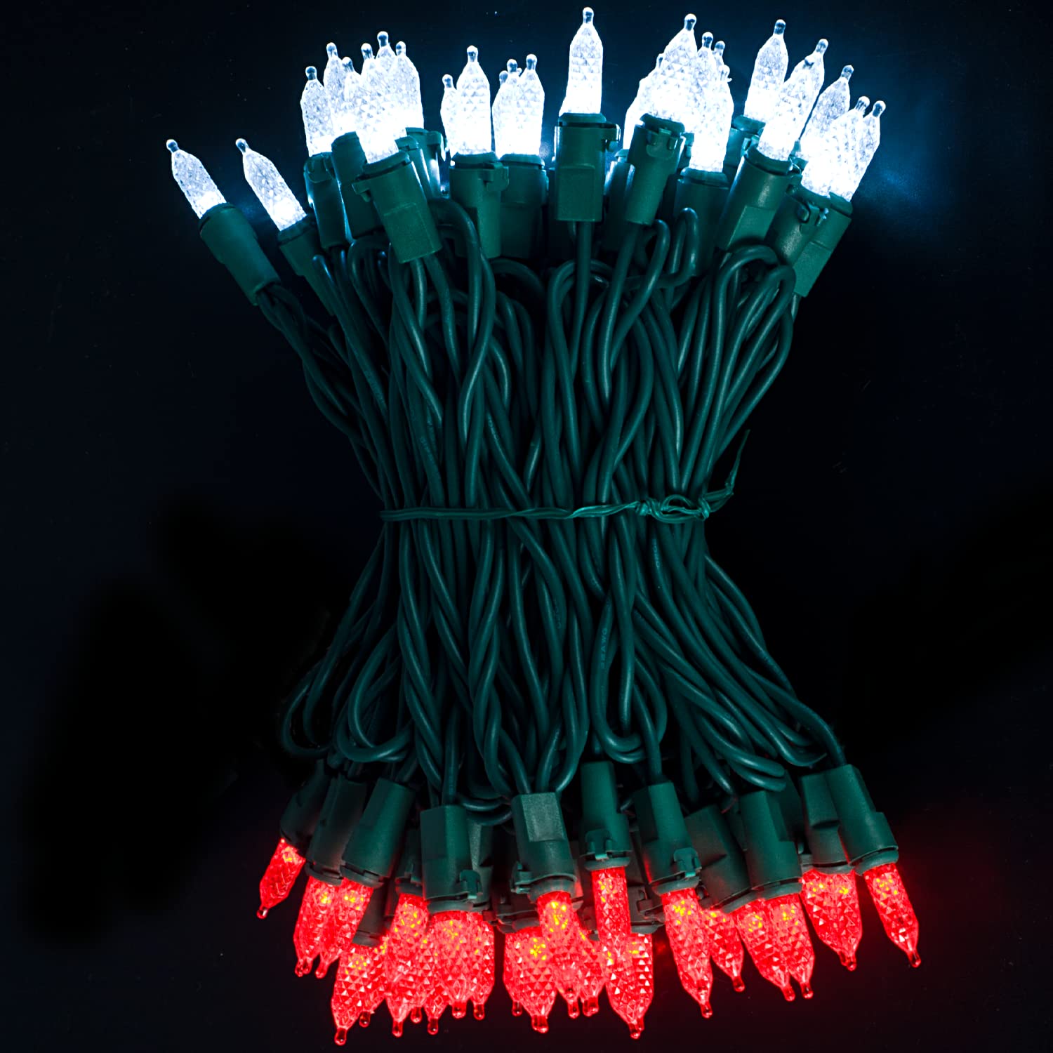 Joiedomi 200 LED Christmas Lights (2x100) - 52FT Connectable Indoor/Outdoor String Lights with Green Wire for Xmas Tree Decorations - Red & White Fairy Lights for Holiday, Party, Wedding & Home Decoration