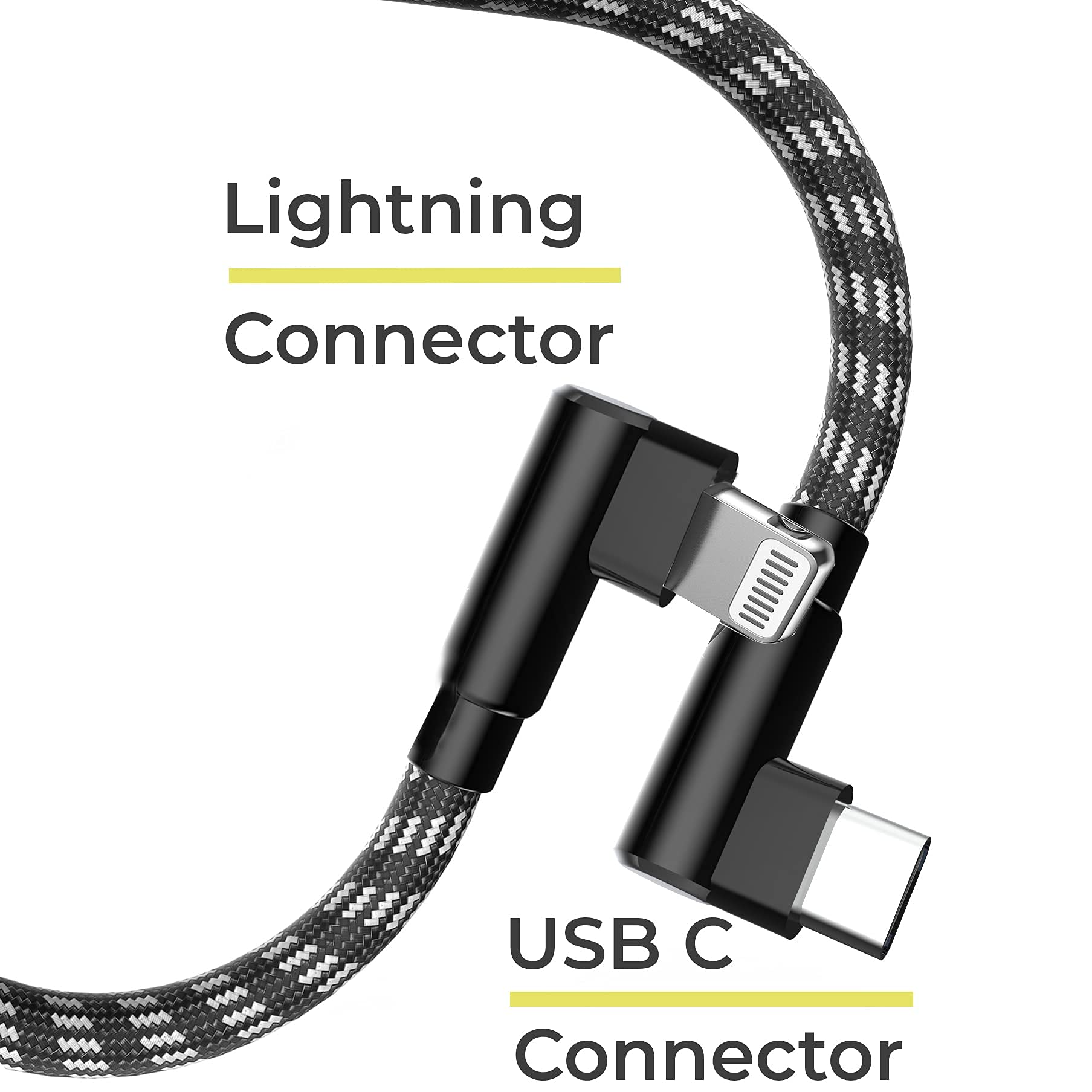 Agoz 10FT Apple MFI Certified Lightning to USB C Cable - 90° Right Angle Fast Charging Cord for iPhone 14/13/12 Pro Max/SE/11/XS MAX/XR/X/8/7/6/5 - Durable Charger for Home, Office & Travel