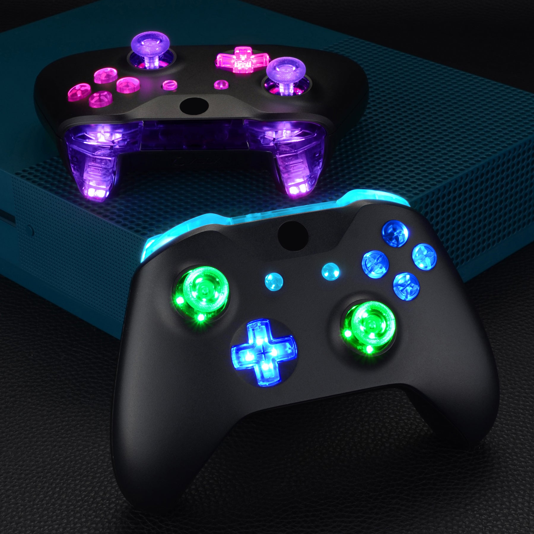 eXtremeRate Multi-Color LED Bumpers, Triggers, D-Pad & Thumbsticks Kit for Xbox One S/X Controller (Model 1708) - Customizable RGB Lighting for Gaming Enthusiasts - Perfect for Night Gaming & Competitive Play - Controller Not Included - X1LED03