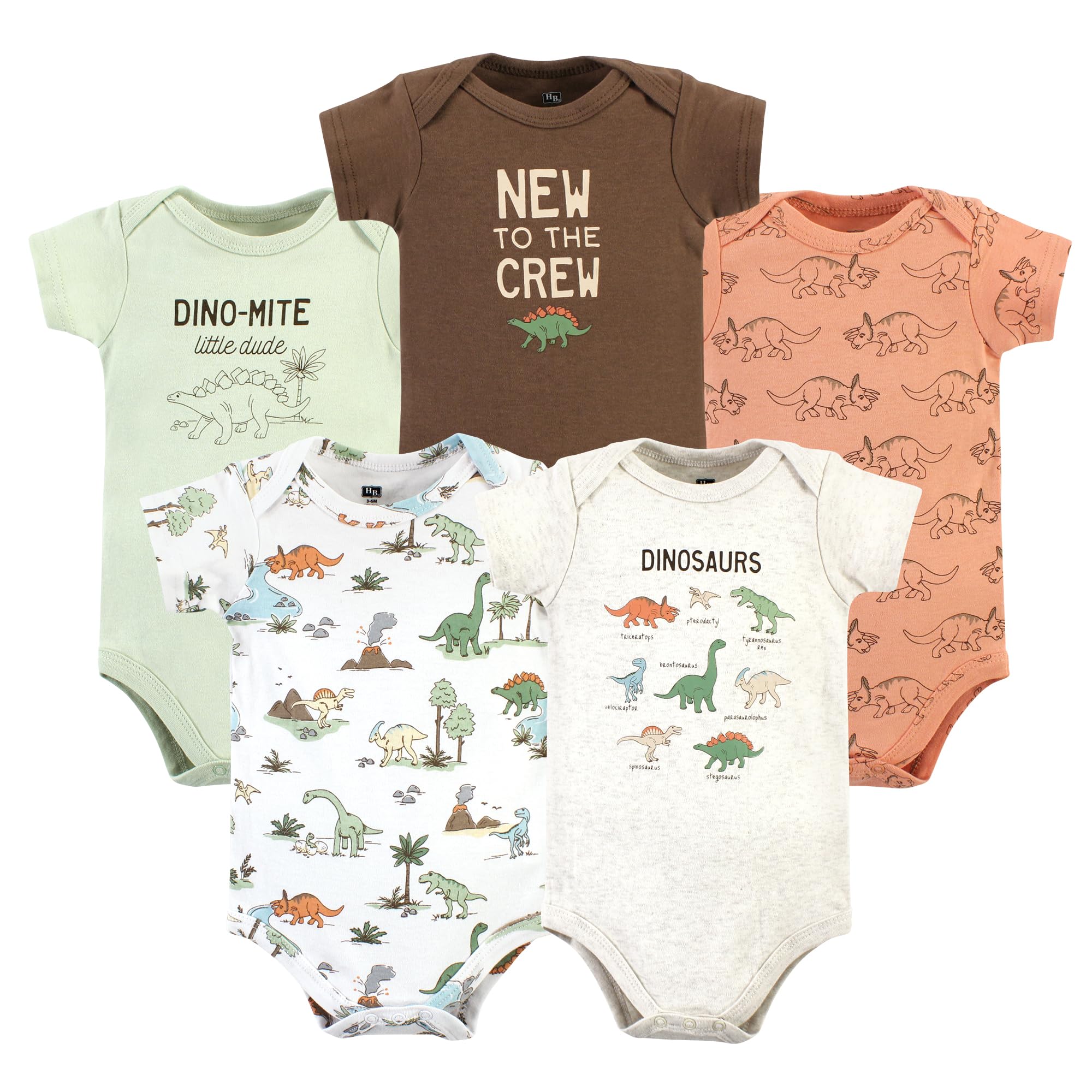 Hudson Baby Cotton Bodysuits 5-Pack | Dinosaur Adventures | Soft Preemie Onesies for Newborns | Perfect for Gifts, Baby Showers & Everyday Wear