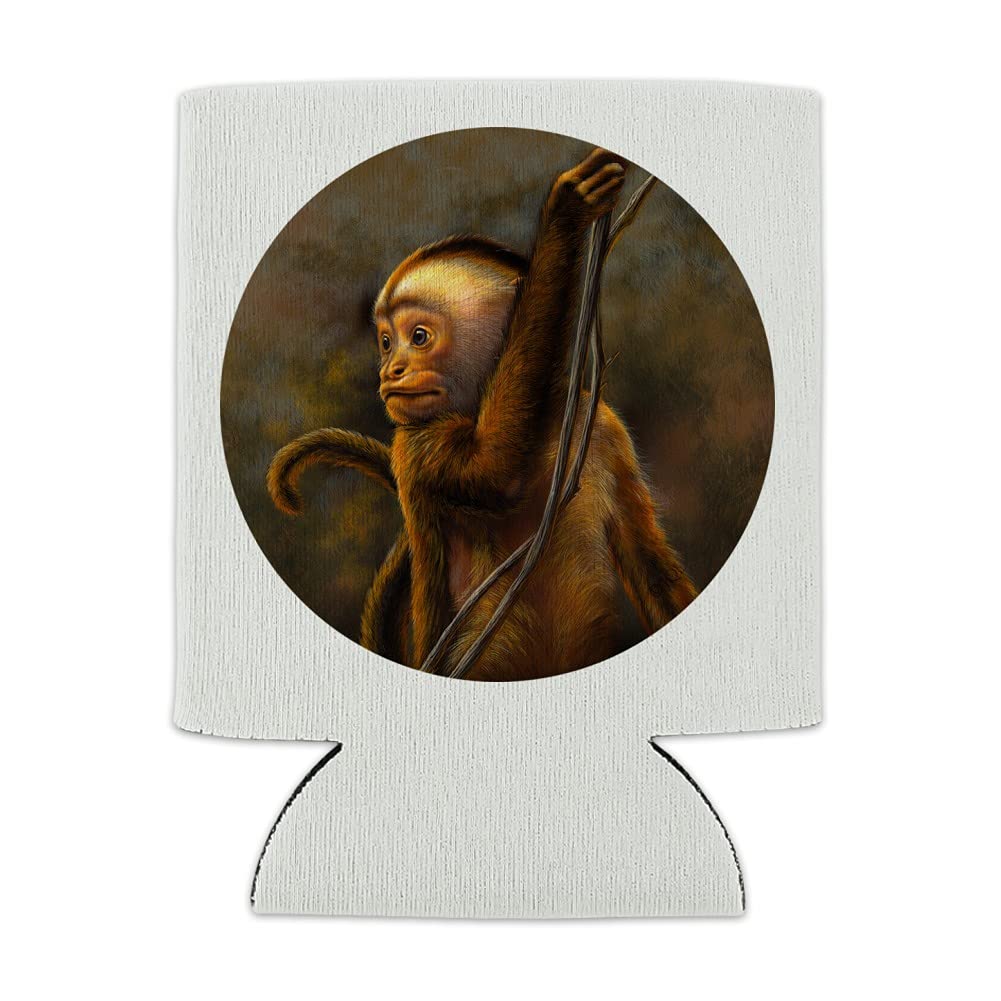 Capuchin Monkey Organ Grinder Can Cooler - Insulated Collapsible Drink Sleeve for Beer & Soda Cans - Perfect for Parties, BBQs & Outdoor Events