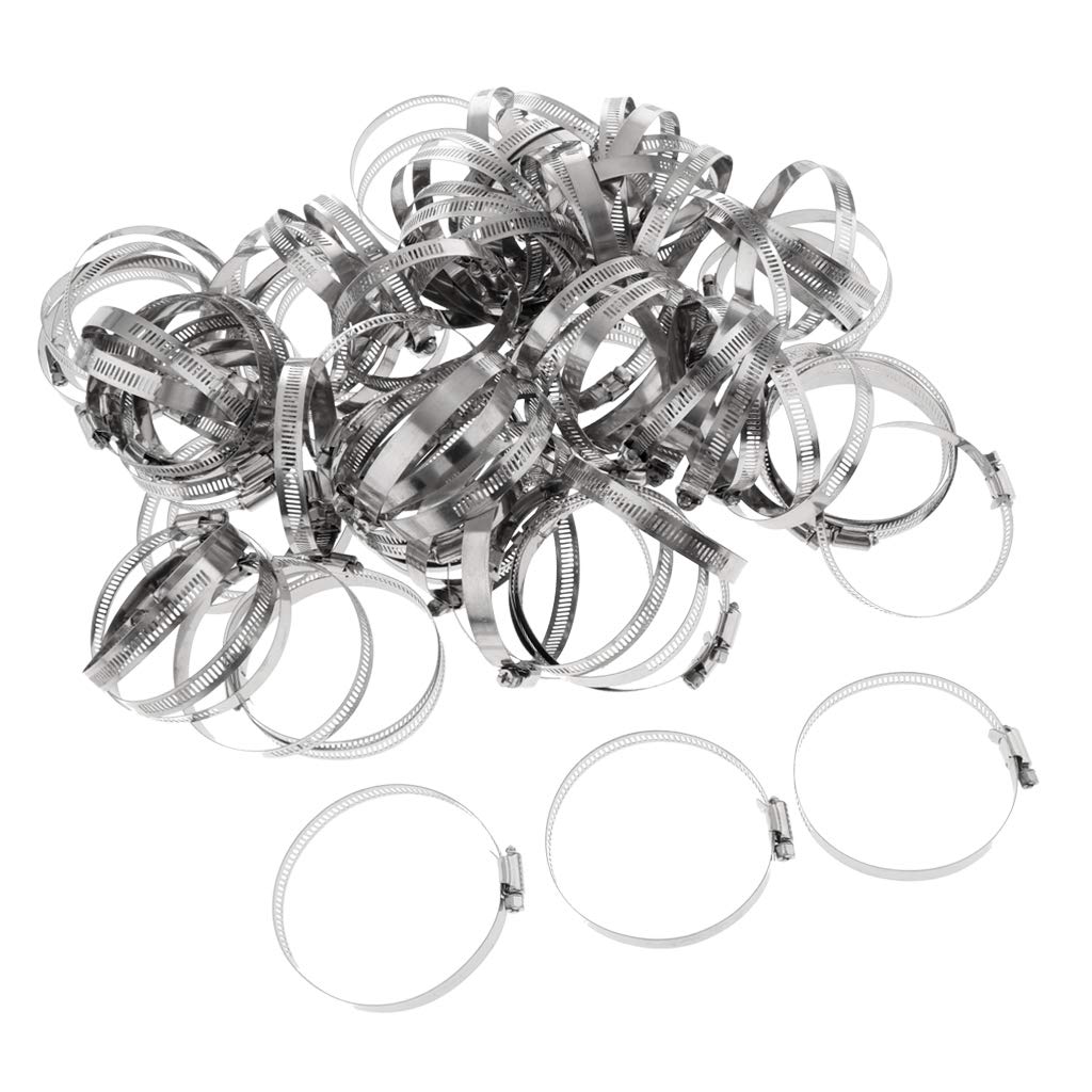 MYADDICTION 100Pcs Adjustable Stainless Steel Worm Gear Hose Clamp Clip Fastener 76-92mm - Perfect for Automotive, Plumbing, and Industrial Applications
