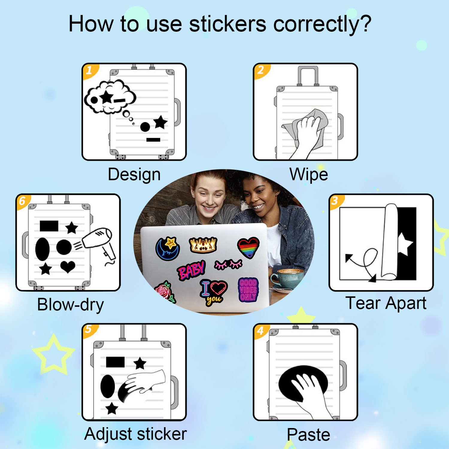 50 Pcs Kawaii Cartoon Drink Stickers - Waterproof Aesthetic Decals for Water Bottles, Laptops, Phone Cases - Perfect for Scrapbooking, Journaling & DIY Decor - Trendy Kawaii Stickers for Teens, Students & Office Use