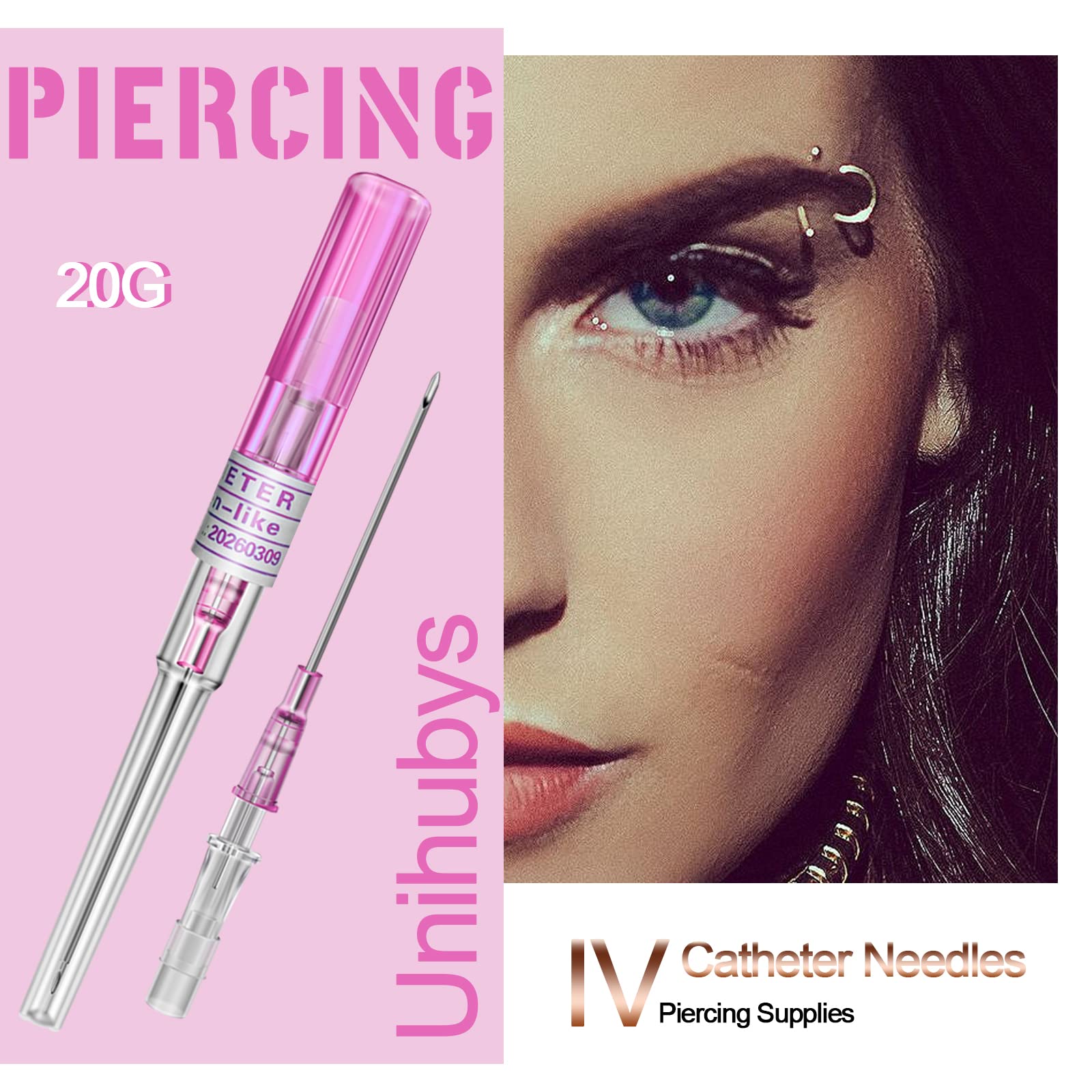 20G Catheter Piercing Needles - 10pcs IV Catheter Needles for IV Start Kits, Ear & Nose Piercing, Tattoo Supplies | Professional Body Piercing Tools for Tattoo Artists & Medical Use