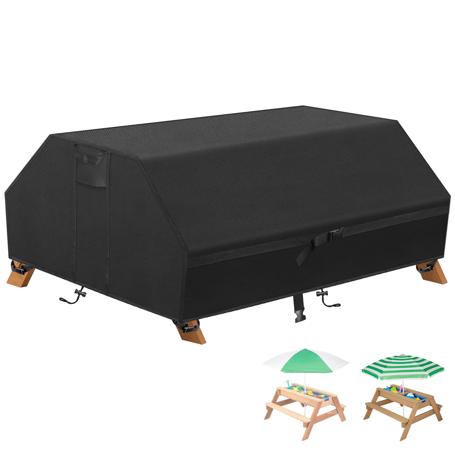 Heavy Duty Waterproof Kids Picnic Table Cover - 600D Oxford Cloth Windproof, Dustproof & UV Resistant - Outdoor Patio Table Bench Cover for Wooden Convertible Picnic Tables - Perfect for Backyard BBQs, Park Outings & Camping Trips