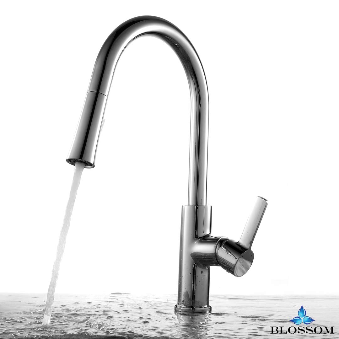 Blossom Chrome Kitchen Faucet - Pull Down Sprayer & 360° Swivel Spout for Modern Homes