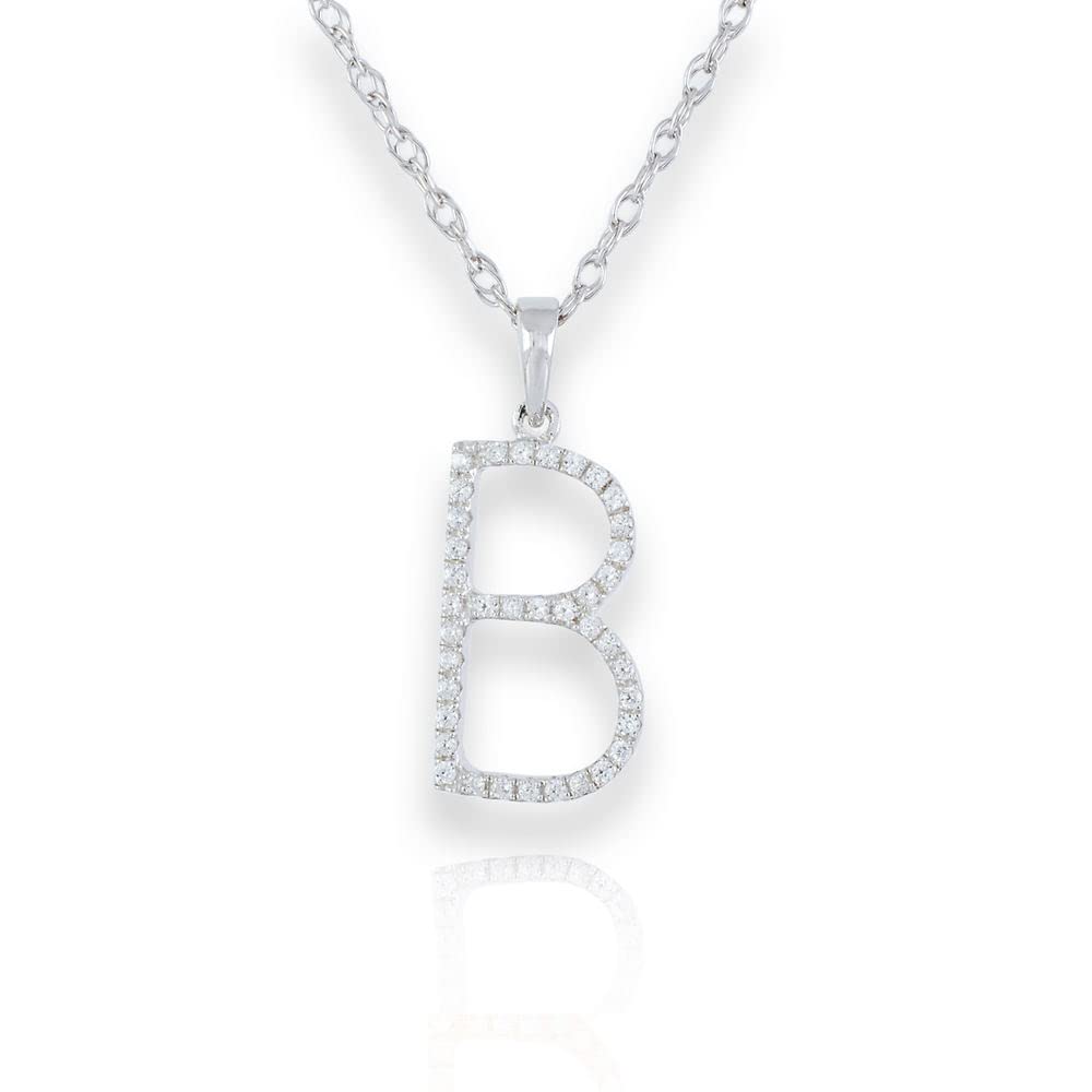 Personalized Diamond Initial Pendant Necklace - 14K White Gold or Sterling Silver Jewelry for Women, Gift for Her, Birthday, Anniversary, Valentine's Day Present