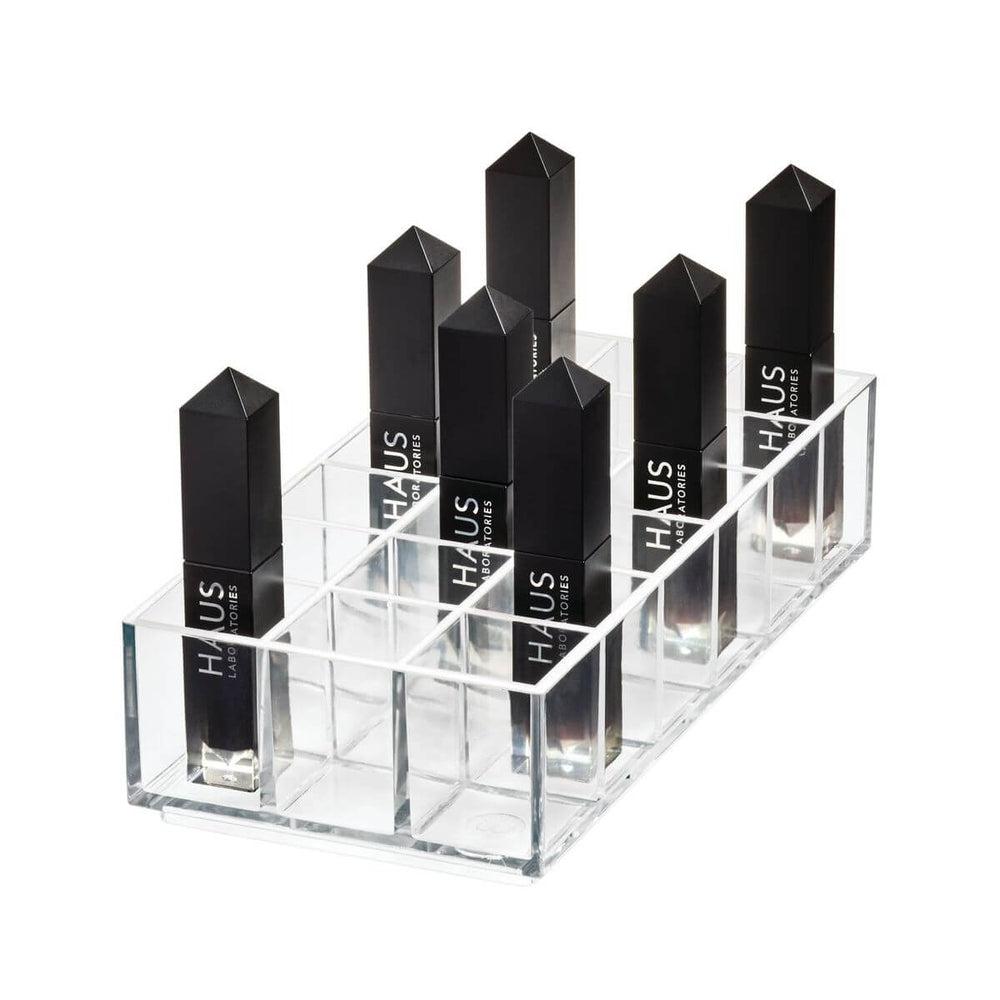 Sarah Tanno by iDesign 18 Compartment Clear Acrylic Lipstick Organizer - Perfect for Makeup Vanity, Bathroom Counter & Travel Cosmetic Storage
