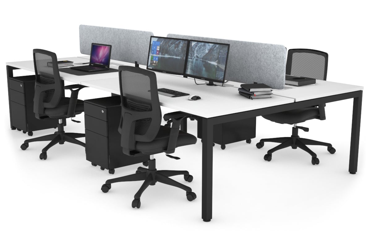 4-Person Office Workstation with Quadro Square Legs - 1800L x 800W Desk with Cable Management Scallop | Perfect for Collaborative Workspaces & Open Office Environments