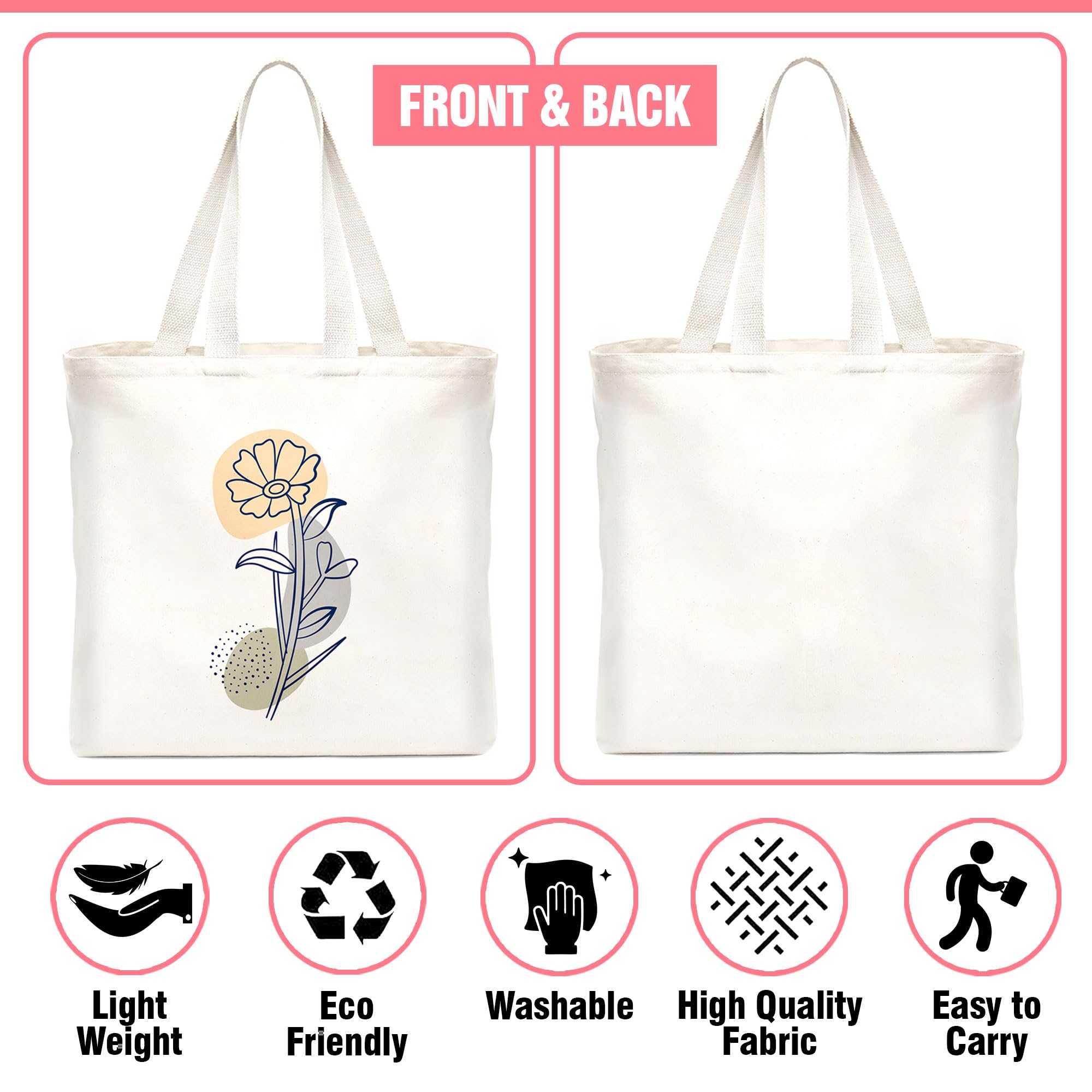 Stylish Canvas Zip Tote Bag for Women - Durable College Tote with Zipper Closure - Perfect for School, Work, Travel & Shopping (1 Piece)