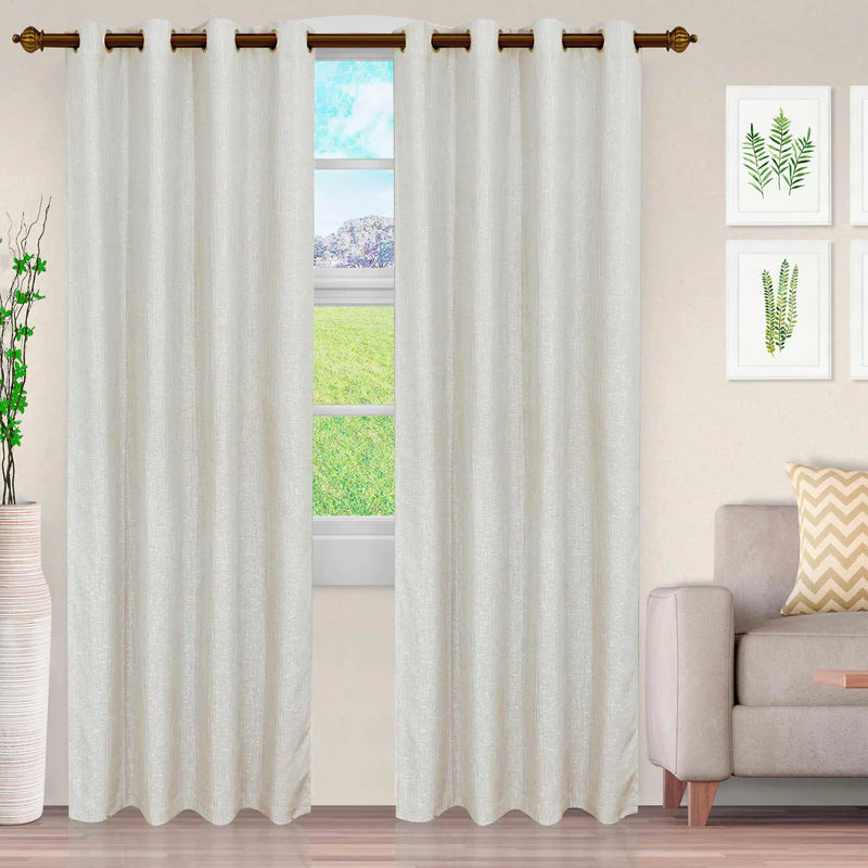 Elegant Metallic Cascade Jacquard Solid Textured Curtain Set for Living Room & Bedroom - Blackout Window Drapes with Luxury Finish