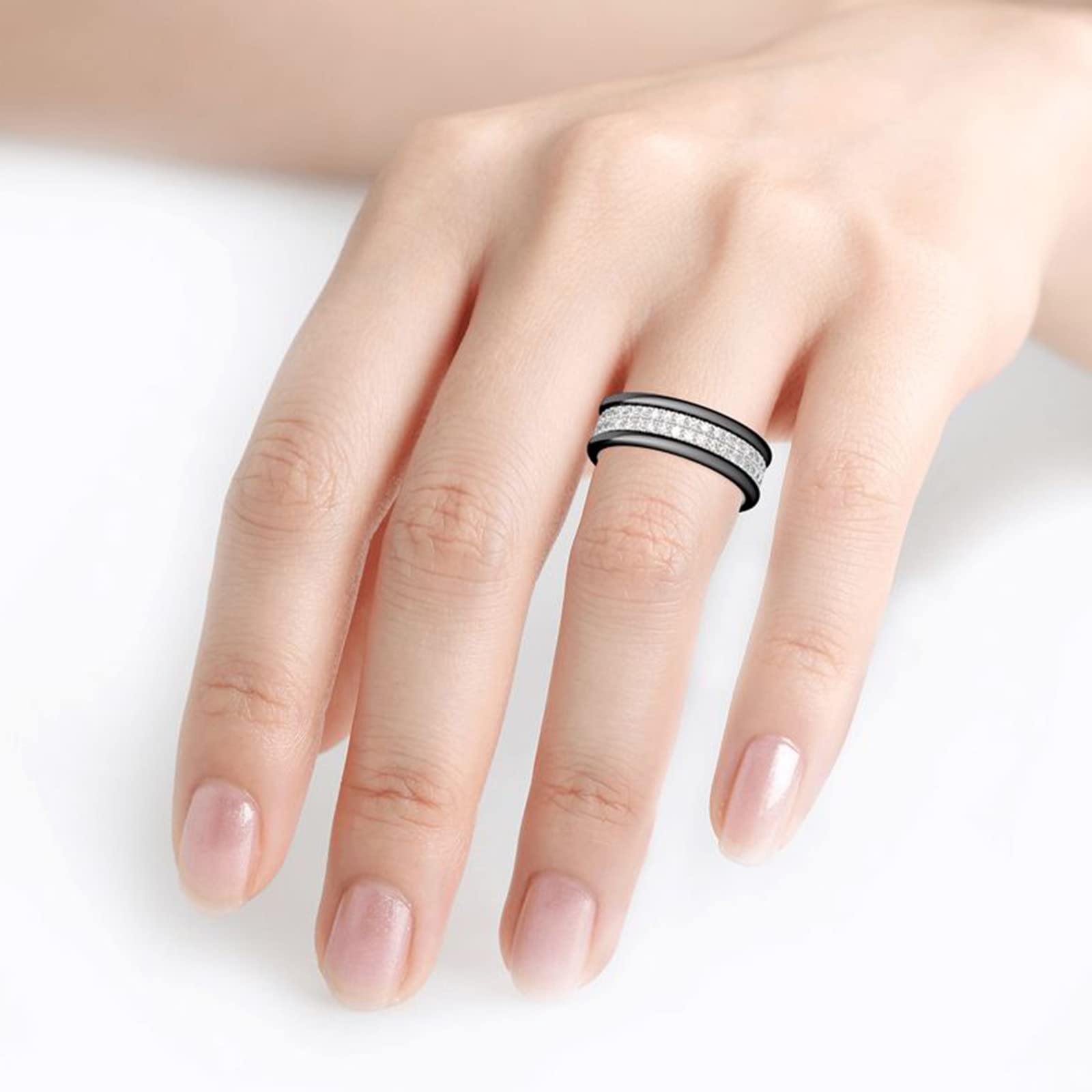 Jeulia Sterling Silver Two-Tone Wedding Band Set - Round Cut Diamond Engagement Ring for Men & Women, Stackable Rings with Jewelry Gift Box - Perfect for Proposals, Anniversaries, and Couple Jewelry Gifts