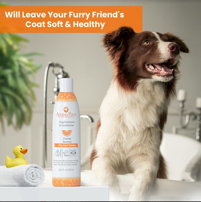 Aromatic Tearless Dog Shampoo & Conditioner - Moisturizing Anti-Itch Formula for Dogs & Puppies - Gentle Cleansing & Grooming with Orange Nutmeg Scent - 13.5 oz | Perfect for Bath Time & Skin Care Routine