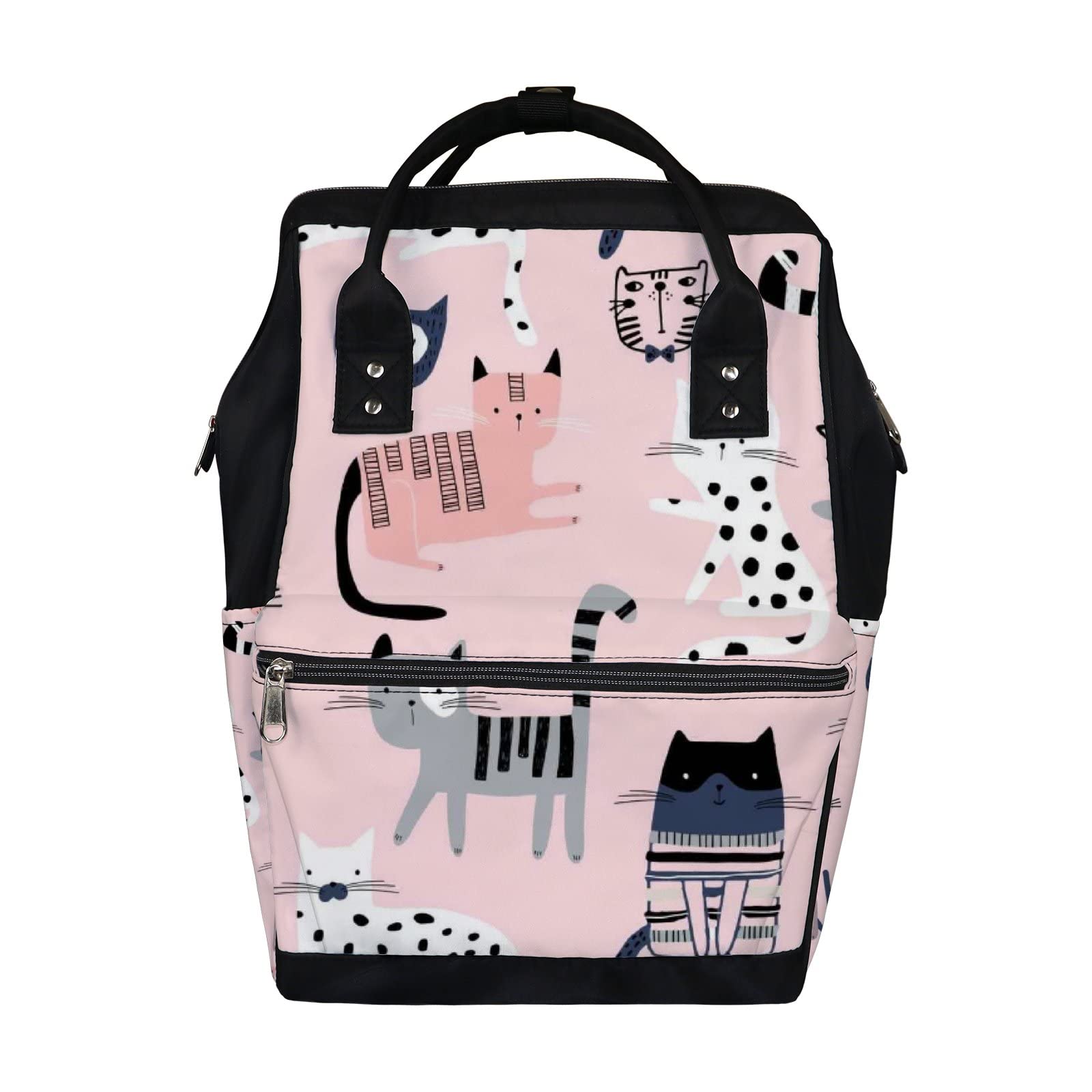 Waterproof Pink Cute Kawaii Cat Diaper Backpack - Large Capacity Baby Nappy Changing Bag with Laptop Compartment for Travel | Durable Unisex Diaper Bag for Women & Men | Perfect for Parenting, Daycare, and Family Outings