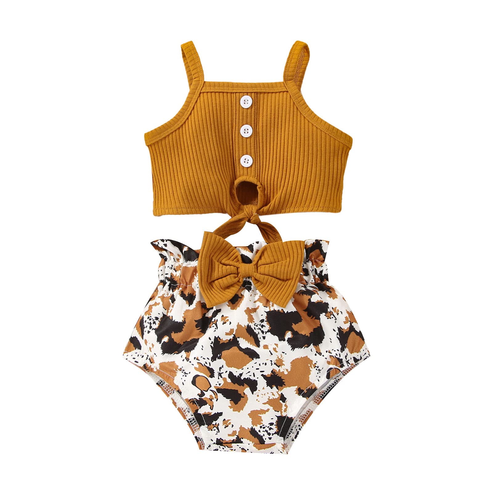 Baby Girl Summer Outfit Set - Sleeveless Ribbed Vest & Leopard Print Bowknot Shorts | Cute Toddler Clothes for Playdates, Beach Trips & Photo Shoots