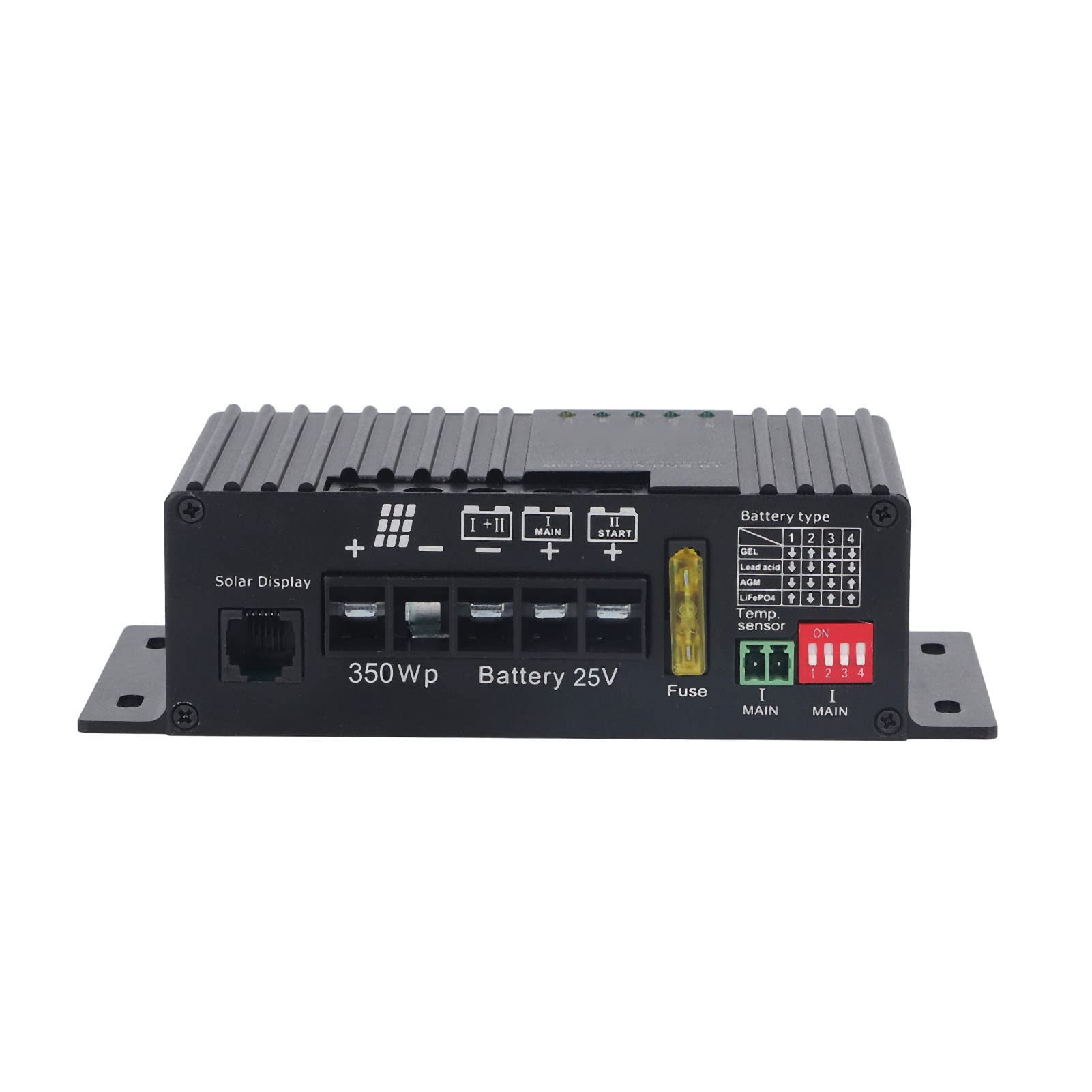 MPPT Solar Charge Controller 25A - Dual Battery Charging for RV, Boat, Off-Grid Systems | High Efficiency 12V/24V Auto Switch | Weatherproof Design