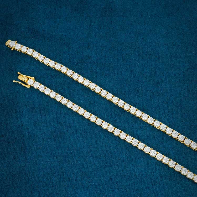 20-Piece 4mm VVS Moissanite Tennis Necklace Chain - Iced Out Cubic Zirconia Jewelry for Women - Perfect for Parties, Weddings & Special Occasions