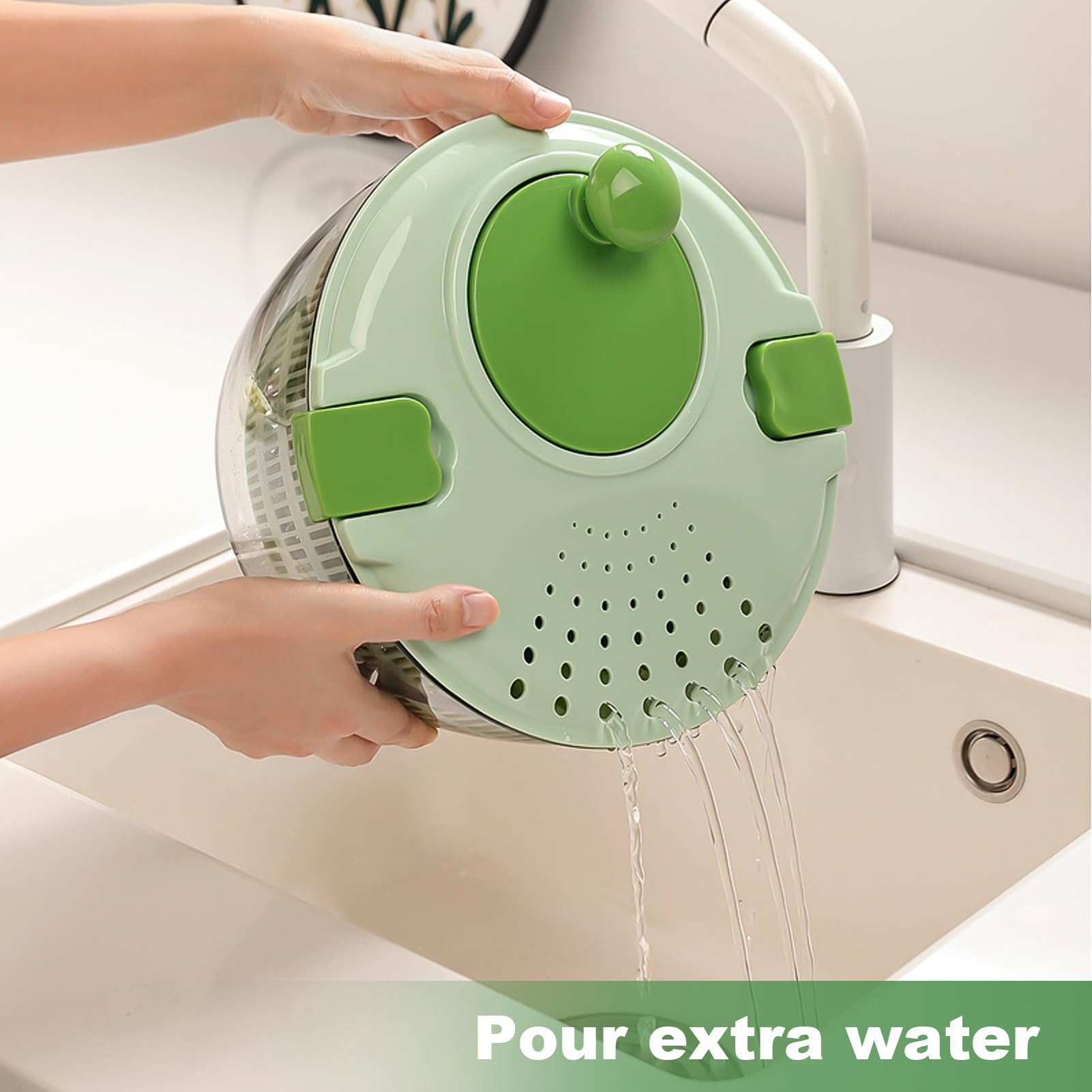 3.6 Qt Large Salad Spinner with Secure Lid Lock & Ergonomic Handle - BPA-Free Vegetable & Fruit Dryer for Greens, Herbs, Berries - Perfect for Kitchen Prep, Healthy Eating & Meal Prepping