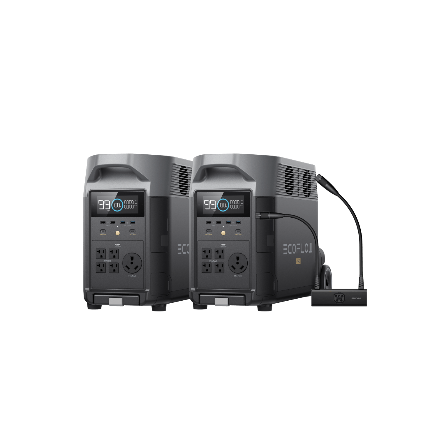 EcoFlow DELTA Pro Portable Power Station (2 Units) + Double Voltage Hub for Home Backup, RV Camping & Off-Grid Power Supply