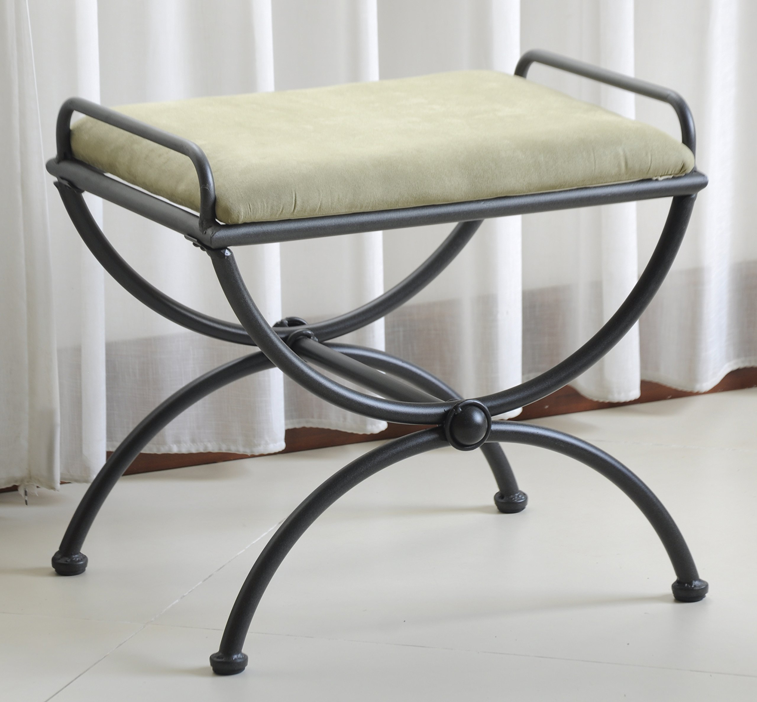 Contemporary Vanity Stool with Microsuede Cushion - Modern Bathroom & Dressing Room Stool - Comfortable Seating for Makeup, Hair Styling & Relaxation