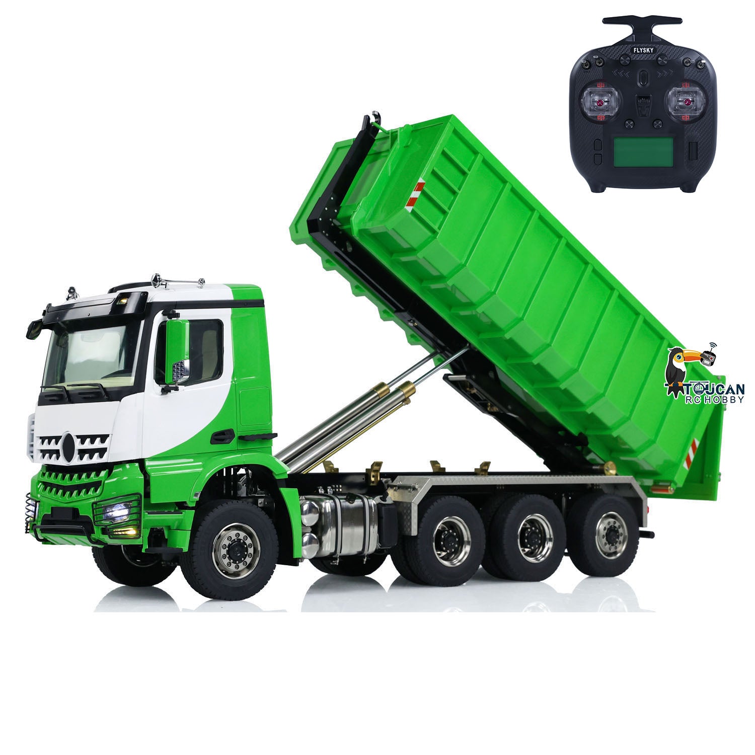 1/14 Scale 8x8 Metal Hydraulic RC Dump Truck - Remote Controlled Tipper Car with Sound & Light System - Hobby Model for Construction Play, Collectors & Off-Road Adventures