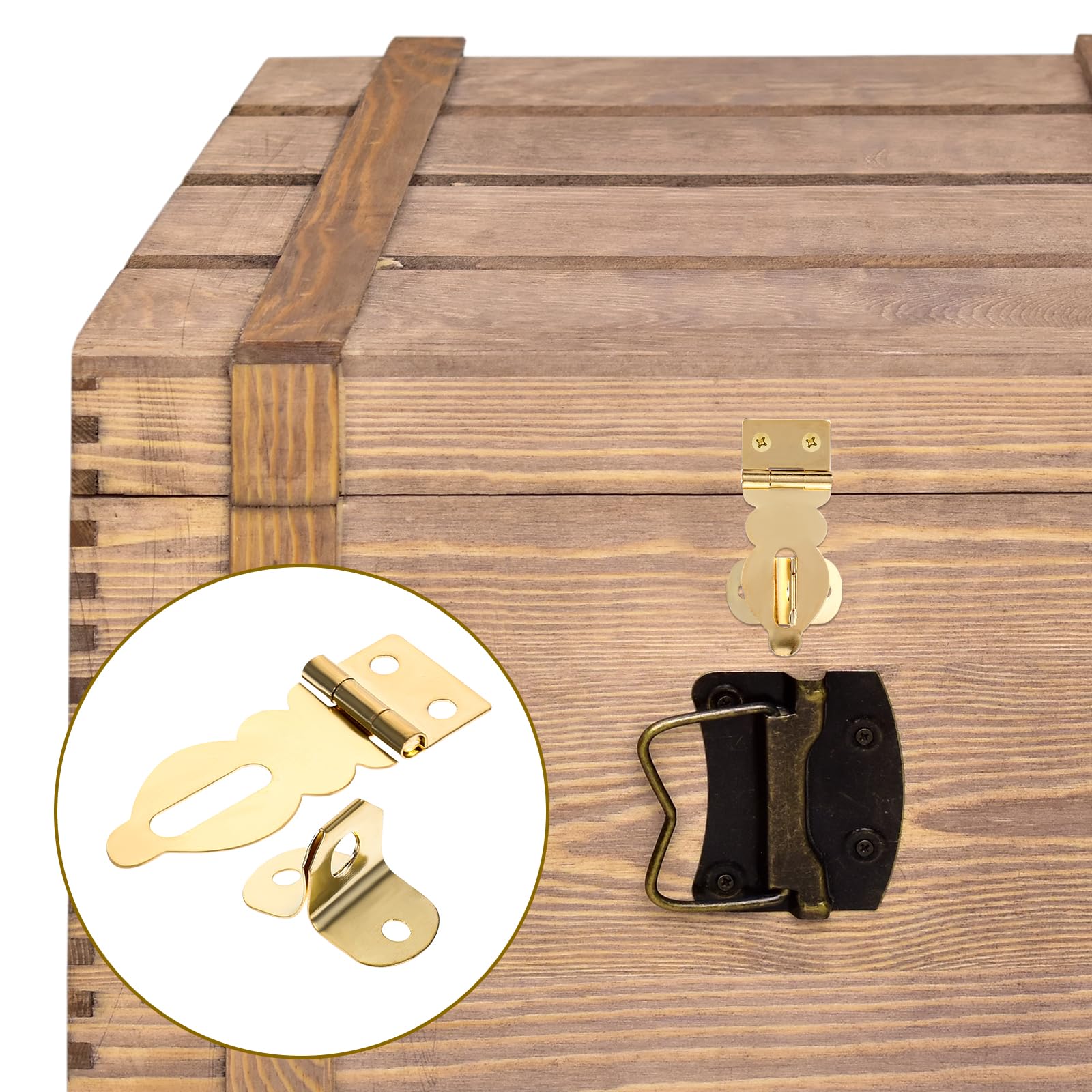 10 Pcs Mini Padlock Hasp Set - Decorative Gold Metal Latch with Screws for Wooden Box, Jewelry Box, Suitcase & Furniture - Secure Buckle Lock for Home, Office & Travel Organization