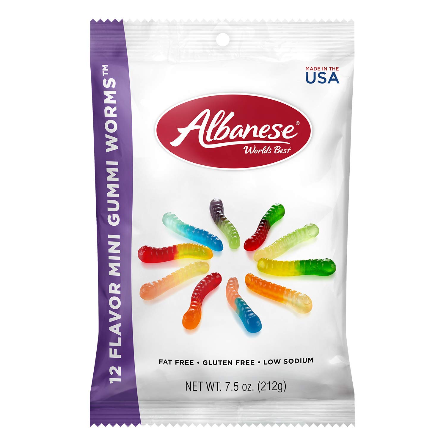 Albanese 12 Flavor Mini Gummy Worms Candy - 7.5oz Bag (Pack of 12) | Individually Wrapped, Soft & Chewy Gummy Snacks | Perfect for Halloween, Birthday Parties, Movie Nights & Office Treats
