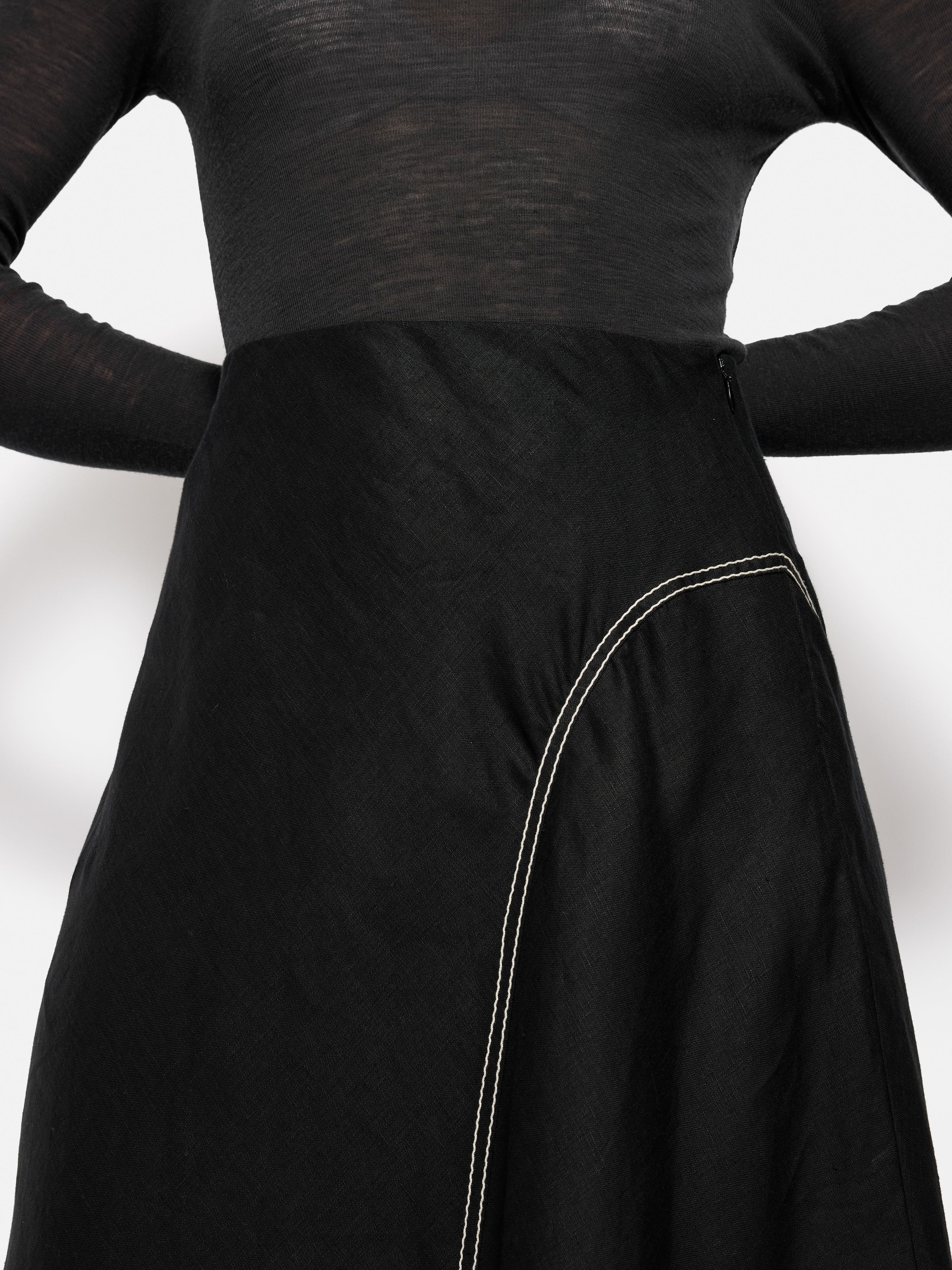 Linen Bias Cut Midi Skirt for Women - Flowy A-Line Summer Skirt in Black | Perfect for Beach, Vacation & Casual Outfits