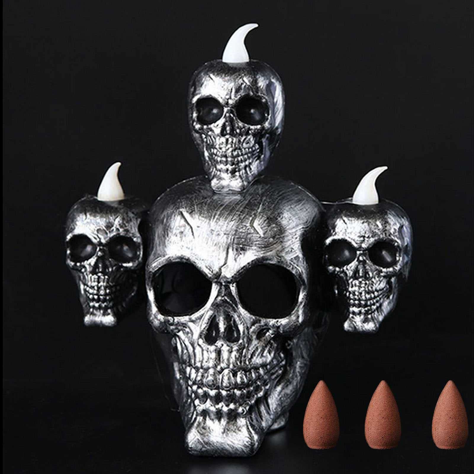 Halloween LED Skeleton Candle Lights - Flameless Skull Decor for Haunted House, Party & Bar | Scary Fake Candles for Spooky Atmosphere