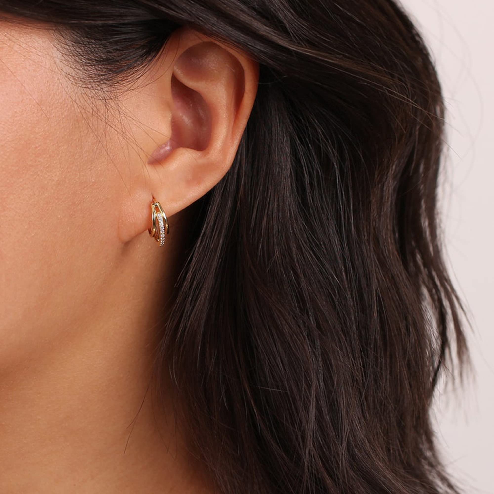 925 Sterling Silver Hoop Earrings for Women | Cubic Zirconia Huggie Earrings | Hypoallergenic Tiny Hoops | Perfect for Everyday Wear, Office & Special Occasions