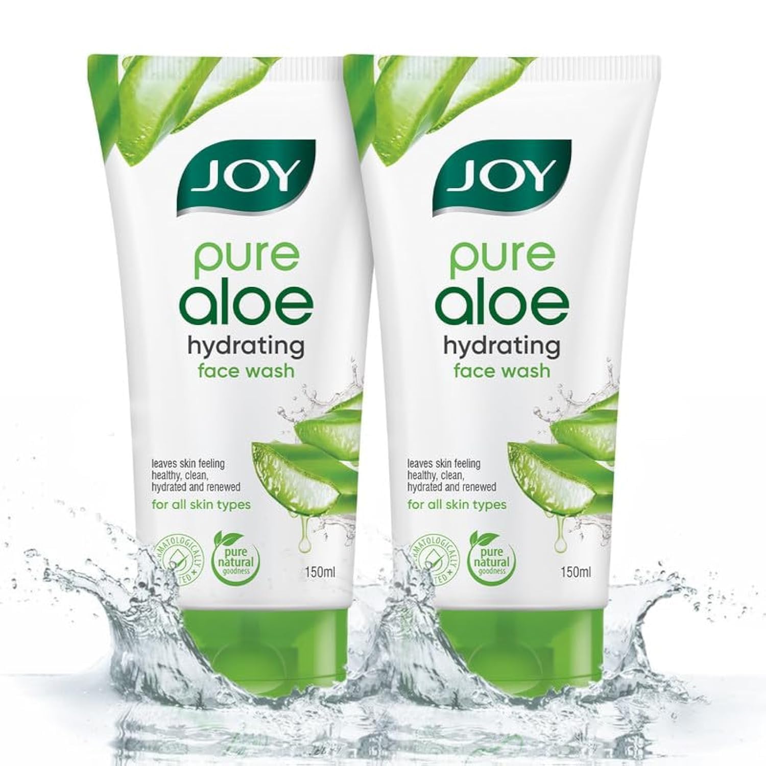Joy Hydrating Aloe Vera Face Wash for Oily Skin - Oil Control & Deep Cleansing Gel | 150ml x 2 Pack | Non-Drying Formula for Summer Skincare | Perfect for Daily Use & Travel