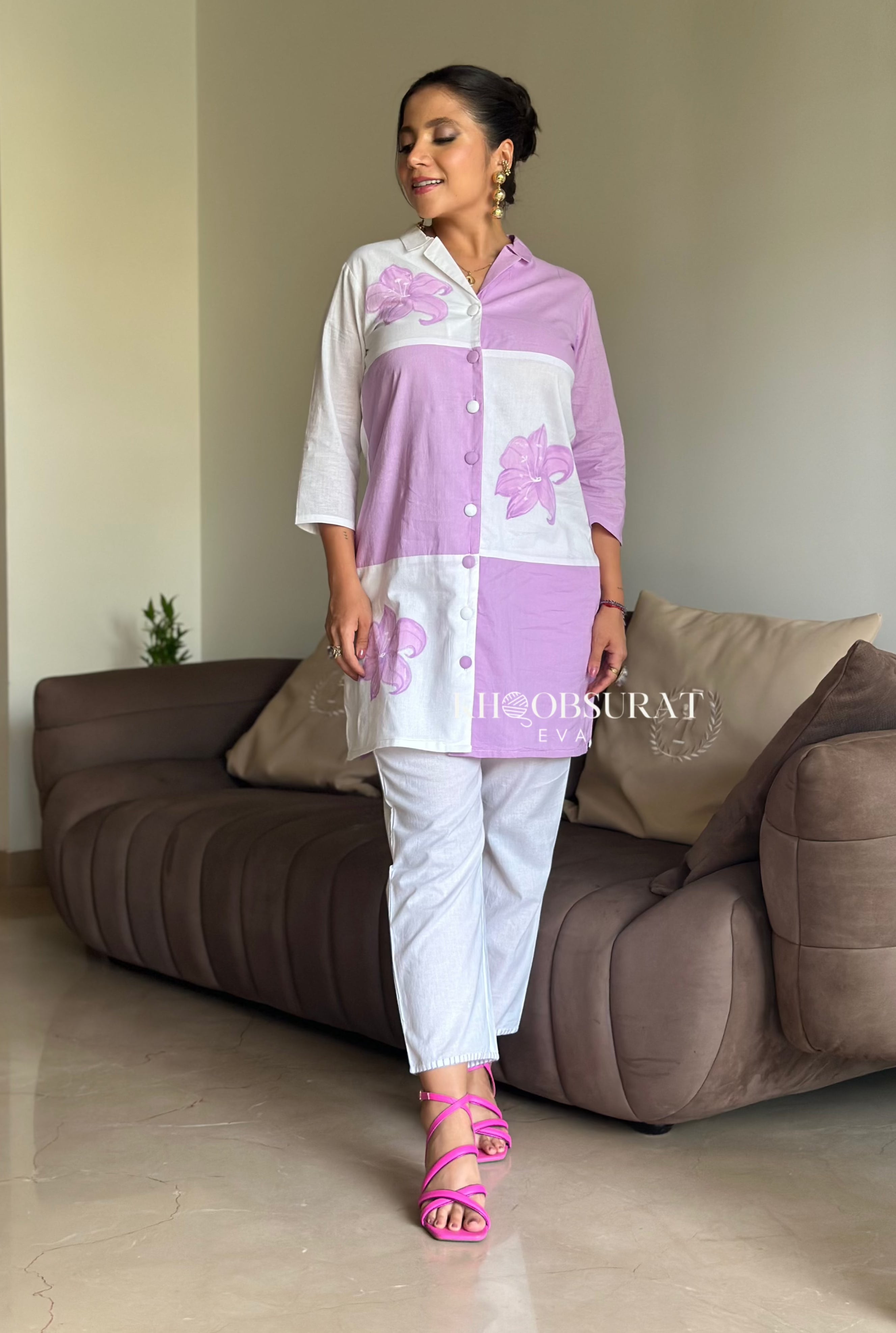 Stylish Purple Summer Co-Ord Set for Women | Trendy Matching Outfit | Perfect for Beach Vacations, Pool Parties & Summer Getaways