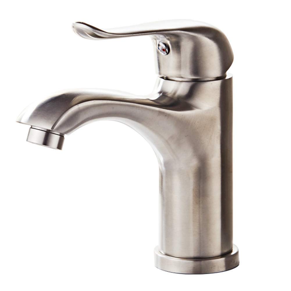 BLMI Brushed Stainless Steel Single Handle Bathroom Sink Faucet - Hot & Cold Water Mixing Tap for Washbasin, Vanity or Kitchen - Durable for Home & Commercial Use (Perfect for Modern Bathrooms, Restaurants & Hotels)