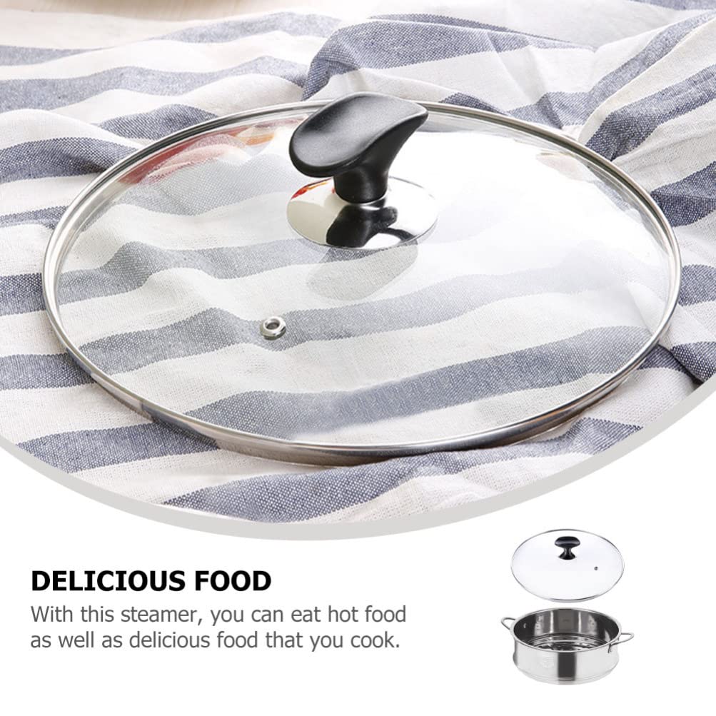 **Stainless Steel Stackable Dumpling Steamer Pot - Double Ear Steamer Basket for Soup, Vegetables & Glass Lid - Perfect for Asian Cooking, Dim Sum & Healthy Meals**