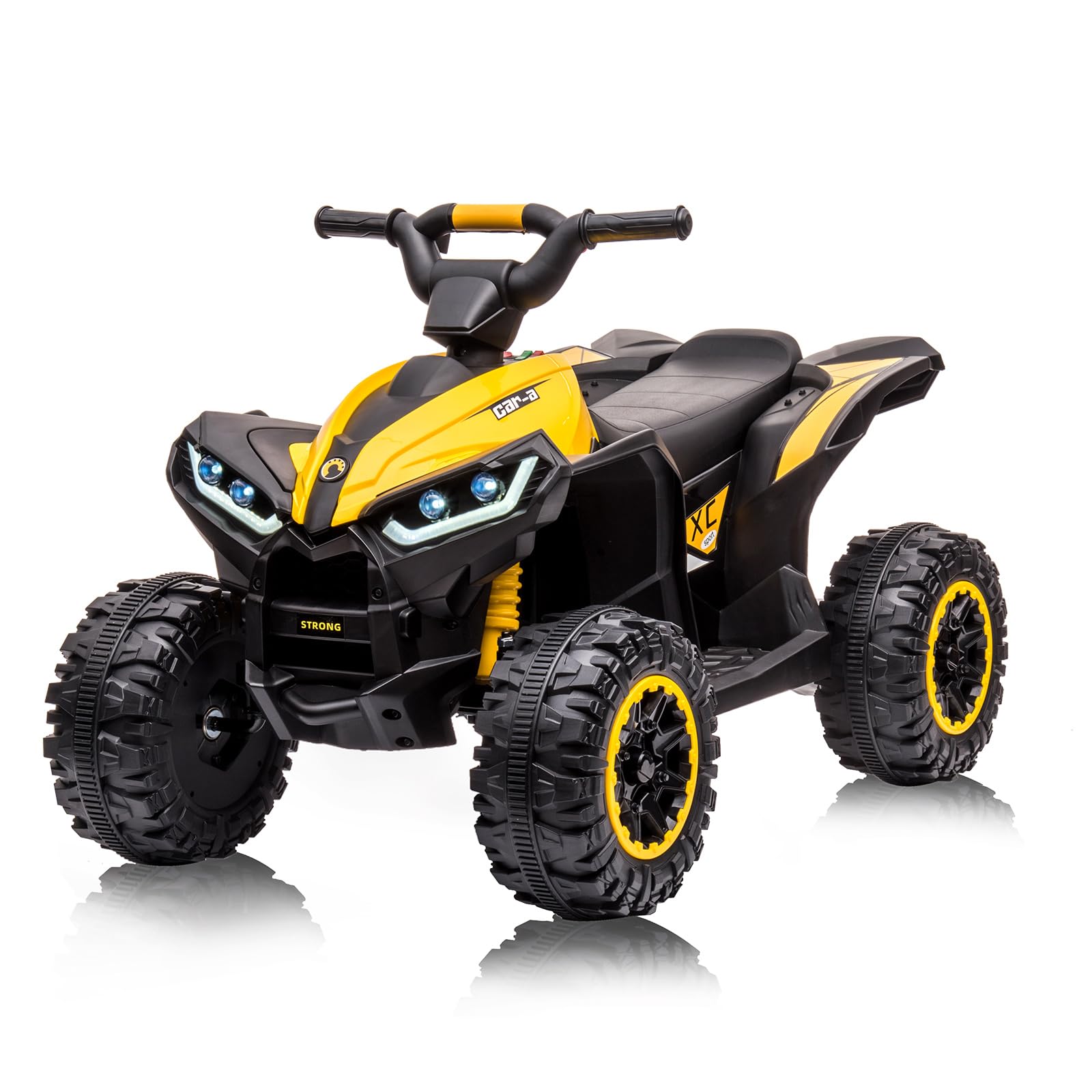 12V Kids Electric ATV Ride-On Toy - 4 Wheeler Battery Powered Quad Vehicle with Music, Horn, LED Lights & Dual Speed - Safe Soft Start for Boys & Girls Ages 3-8 - Perfect Birthday Gift & Outdoor Play Toy (Yellow)
