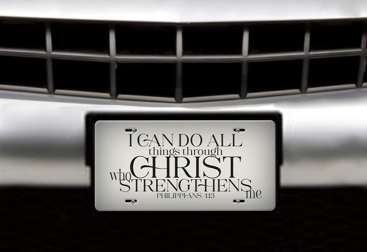 Philippians 4:13 Christian Bible Verse Car License Plate - Inspirational Auto Accessory