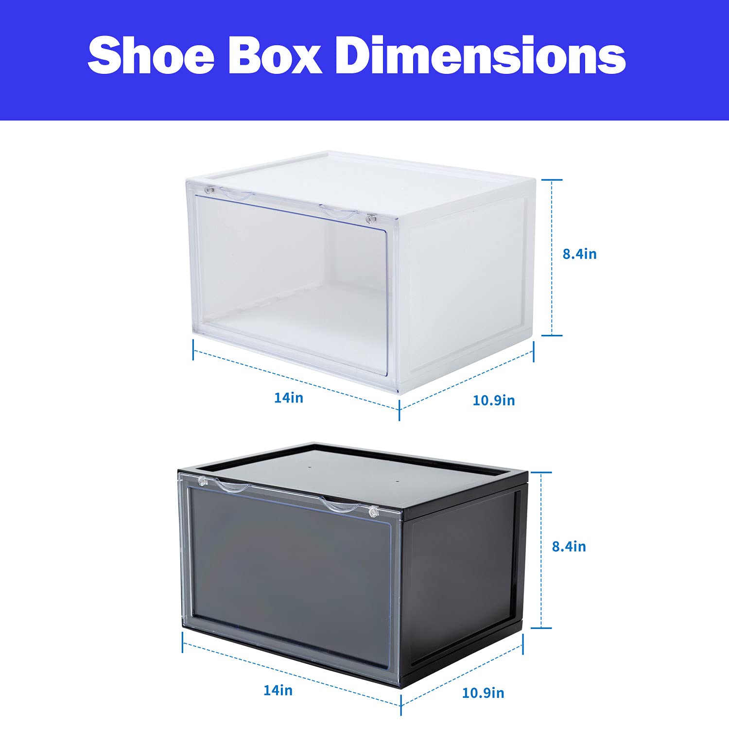 Letusto Premium Clear Plastic Shoe Storage Boxes - 6 Pack Stackable Sneaker Display Cases with Lids, Hygiene Pads & Shoe Shapers (Orange) | Perfect for Sneaker Collection, Closet Organization & Shoe Protection