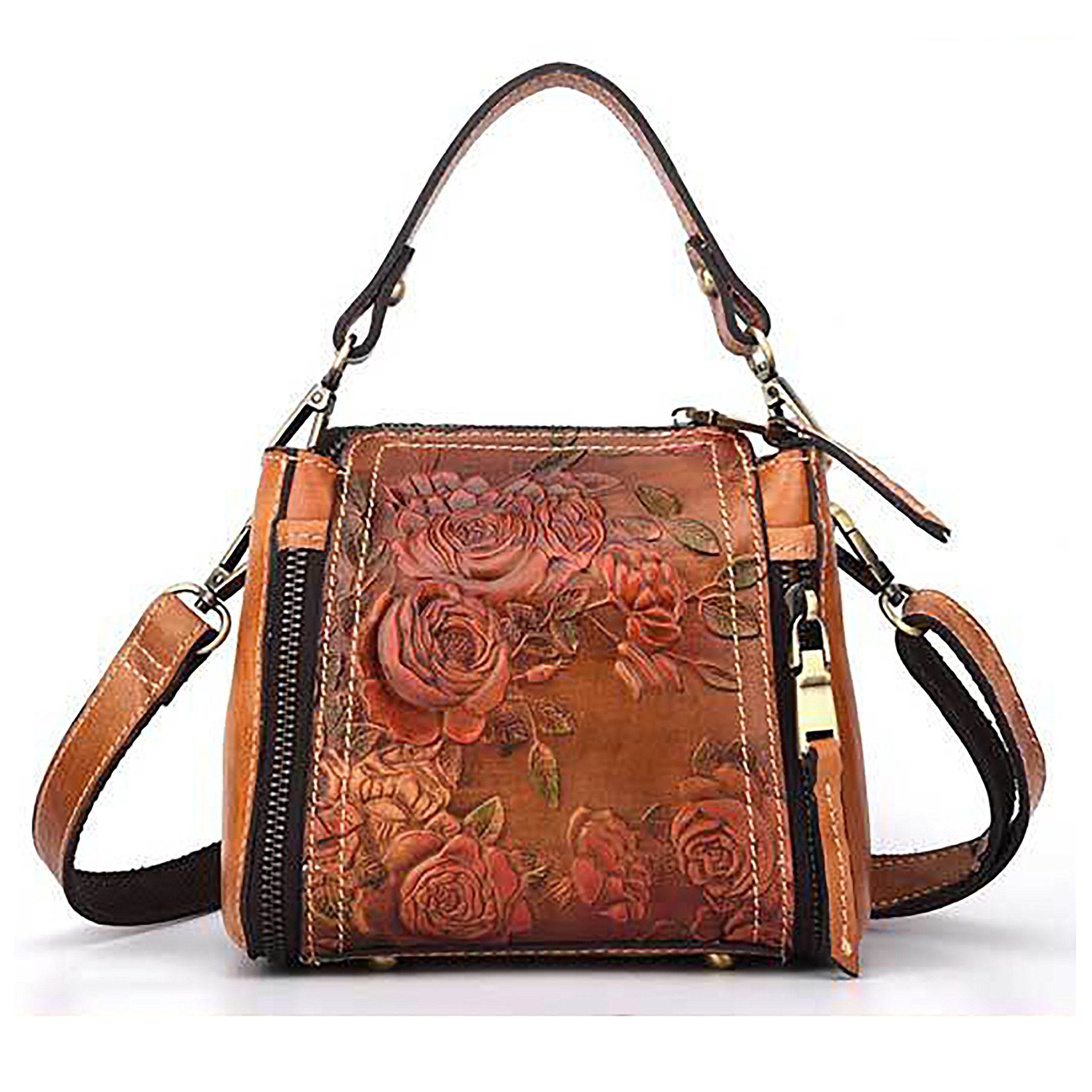 LETEULO Women's Leather Crossbody Bag with Top Handle - Vintage Tote Purse & Satchel Handbag for Work, Travel & Everyday Use