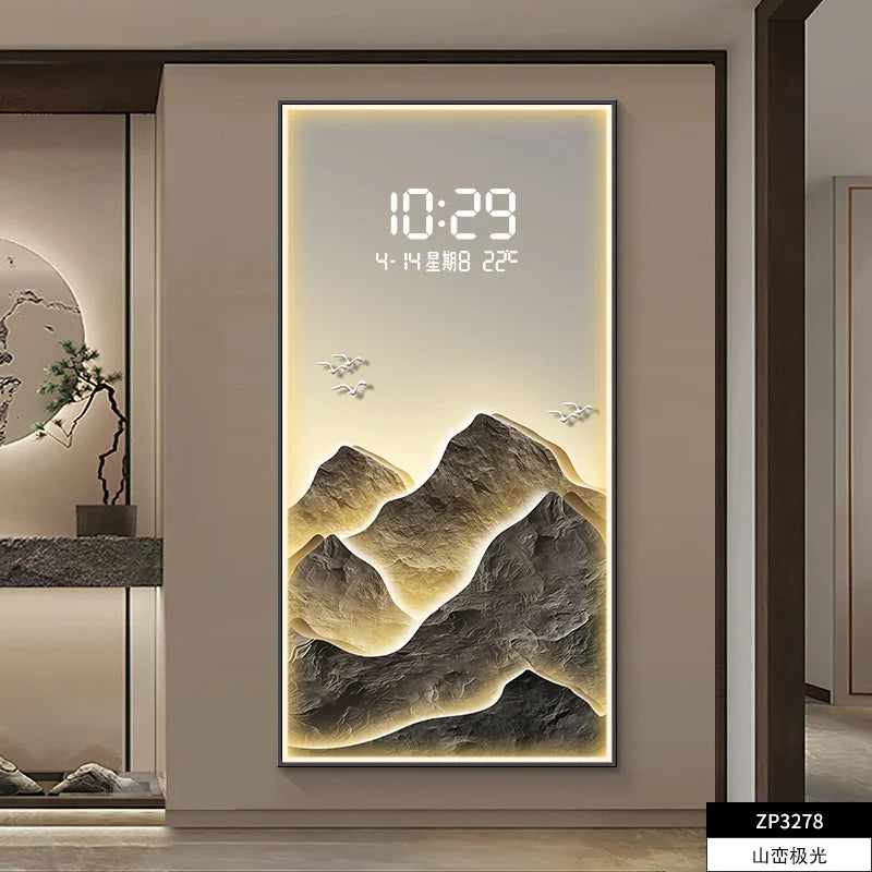 Digital Mountain Scenery Wall Clock - Silent Non-Ticking Modern Decor for Living Room, Bedroom & Office - Perfect for Nature Lovers & Home Décor