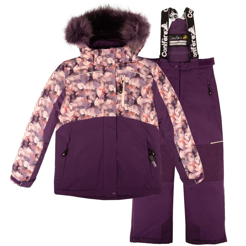 Conifere Girls' Purple Snowsuit Winter Jacket & Pants Set - Size 10 - Waterproof Insulated Snowsuit for Toddler Girls Outdoor Play, Skiing & Snow Activities