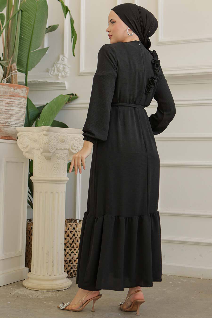 Tanya Long Maxi Dress with Ruffle Design & Waist Belt - Elegant Flowy Summer Dress for Beach, Wedding, and Special Occasions
