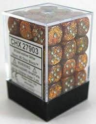 Chessex 36-Piece Gold & Silver Glitter 12mm Six-Sided Dice Set - Perfect for D&D, Board Games, RPGs and Tabletop Gaming Accessories