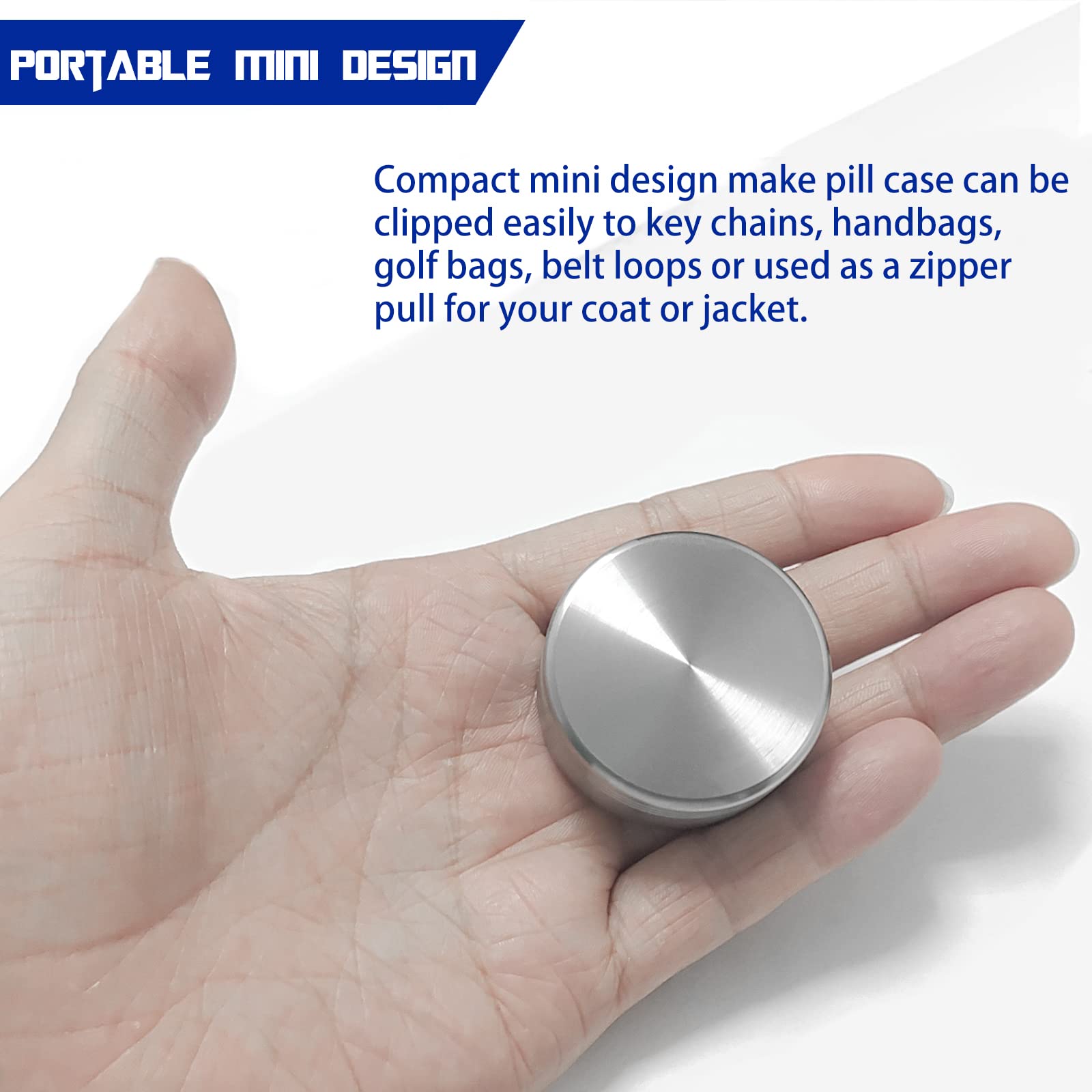 Premium Titanium Waterproof Pill Case - Compact EDC Emergency Capsule Holder, Durable Metal Storage Box for Camping, Hiking & Travel (Silver) - Perfect for Outdoor Adventures & Daily Medication Organization