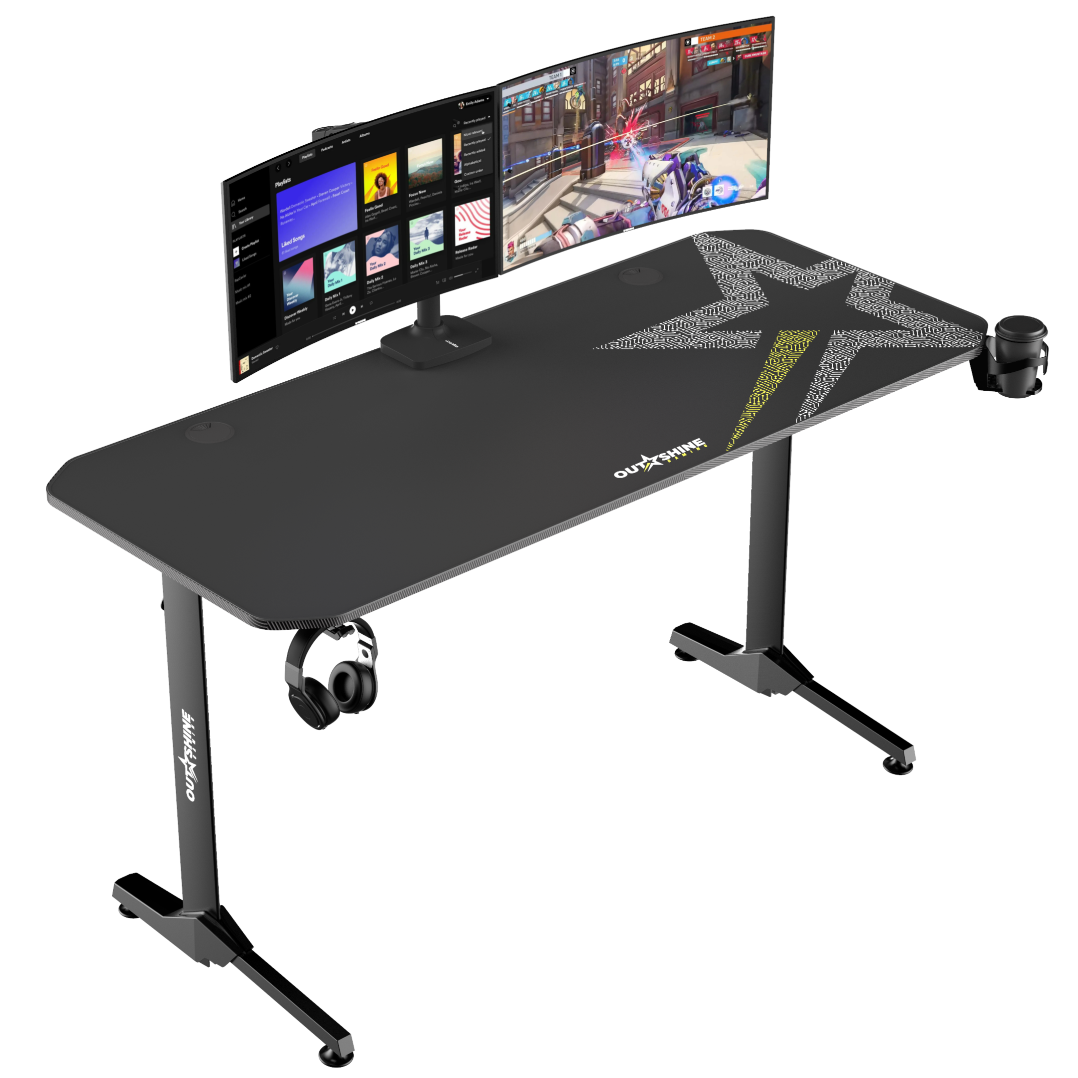 Fortitude 140cm Wide Gaming Desk - Ergonomic Computer Desk for PC & Console Gamers - Perfect for Home Office, Streaming & Esports Setup