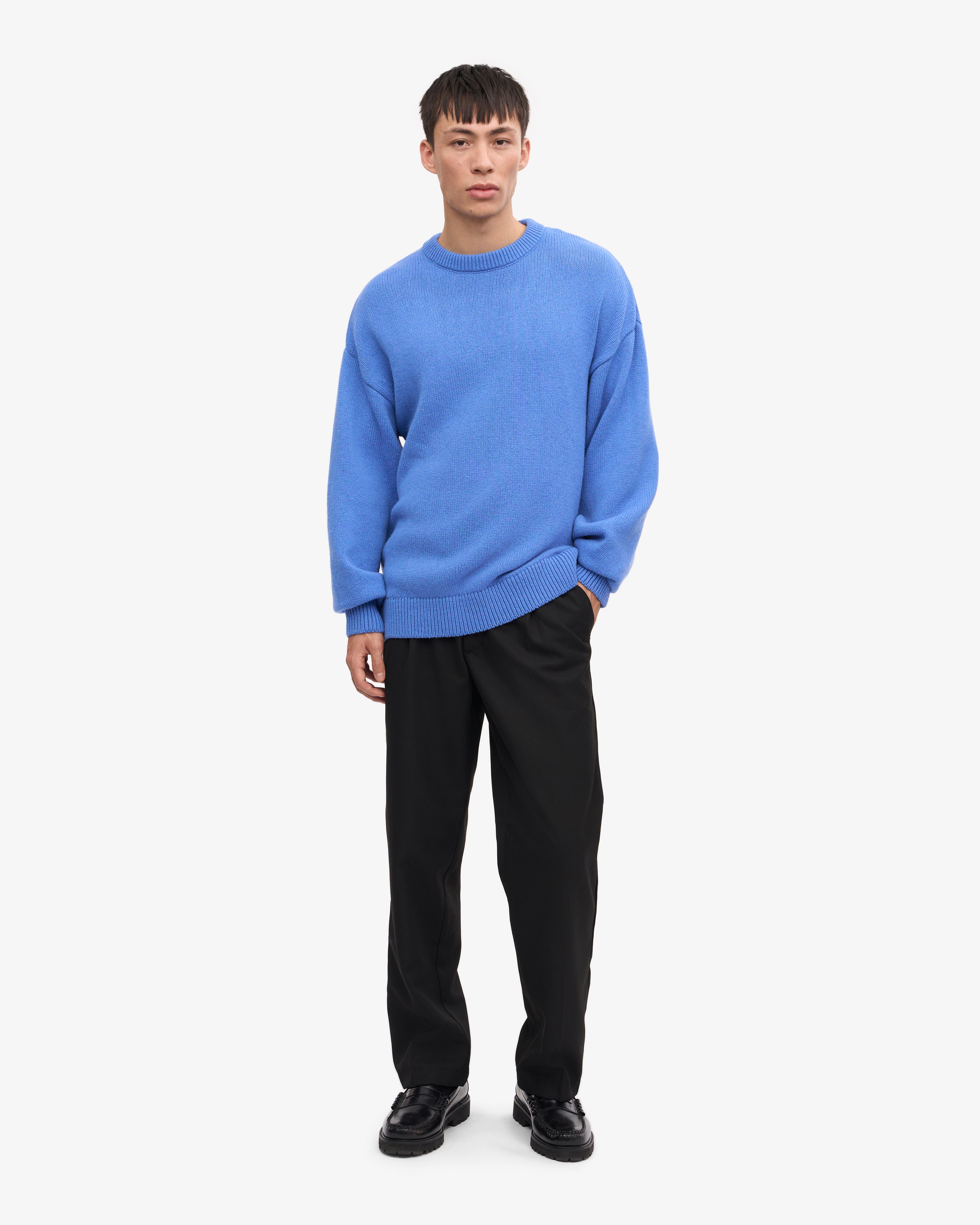 Premium Oversized Merino Wool Sweater - Soft & Warm Crewneck Pullover for Women & Men in Pacific Blue | Perfect for Winter, Casual Outfits & Cozy Loungewear