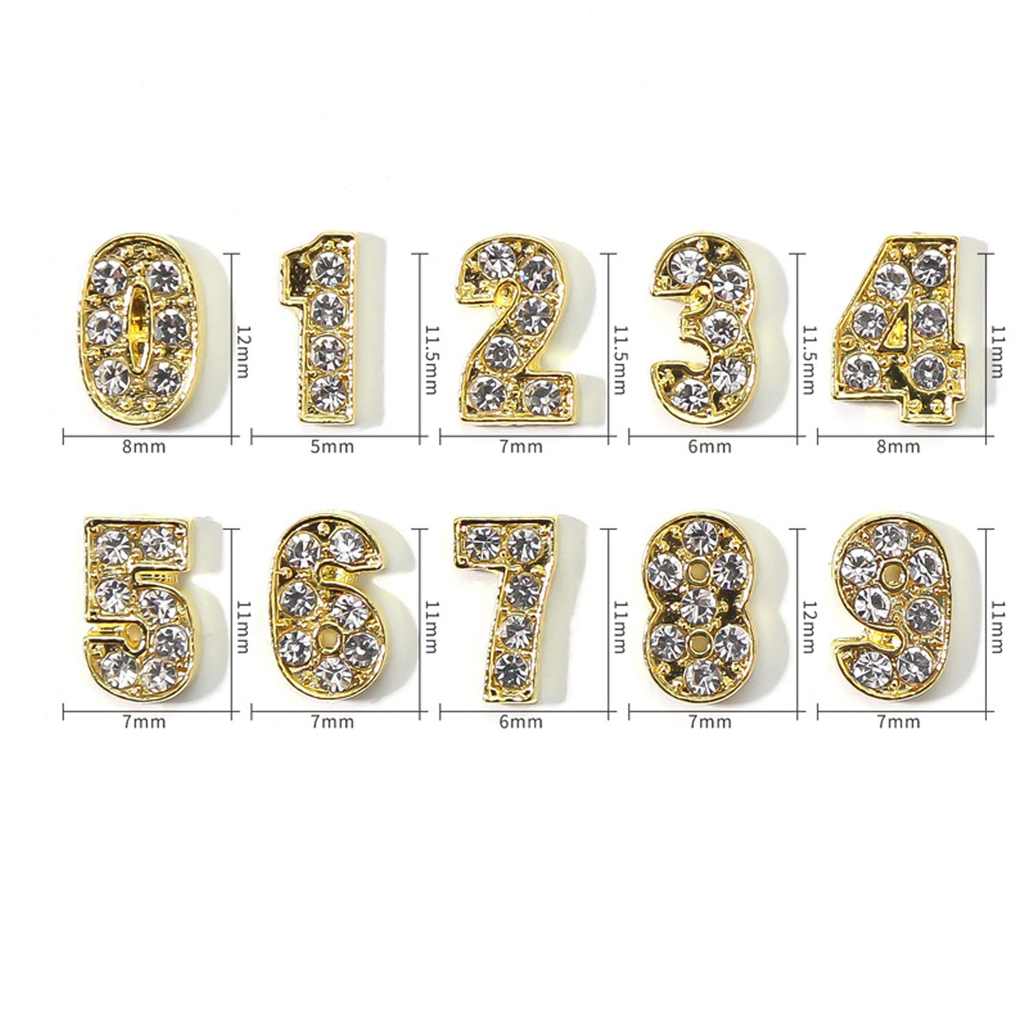 30pcs Gold Number Nail Charms - 3D Nail Art Jewels, Rhinestones & Studs for DIY Nail Decoration | Perfect for Manicures, Parties & Nail Art Designs