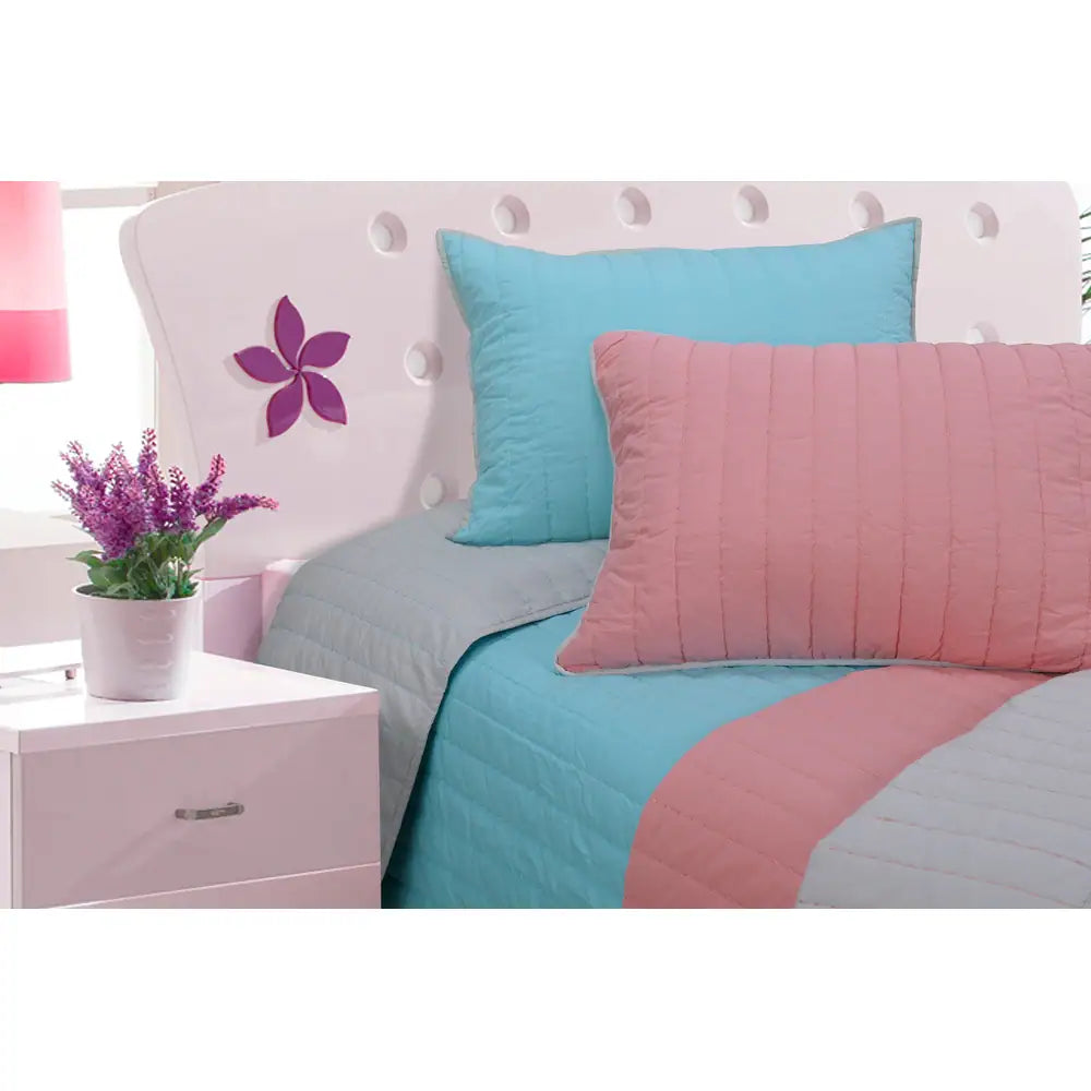 Brandon Cotton Embroidered Reversible Striped Quilt Set - King Size Bedding with Premium Soft Fabric - Perfect for Master Bedroom, Guest Room & Cozy Home Decor
