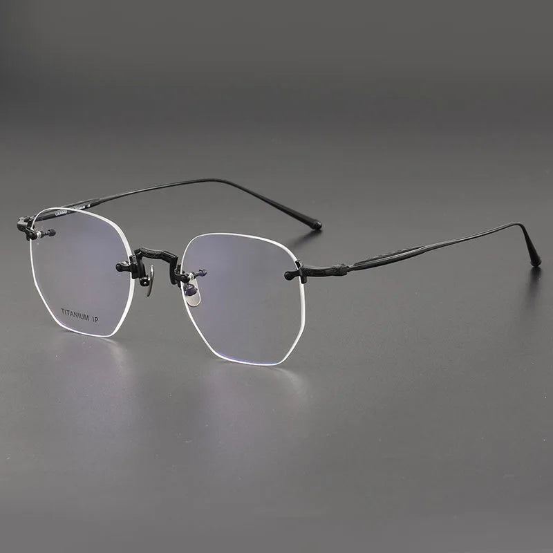 Aimee Men's Rimless Polygon Oval Titanium Eyeglasses 22140 - Lightweight & Durable Titanium Frame for Office, Reading & Everyday Wear
