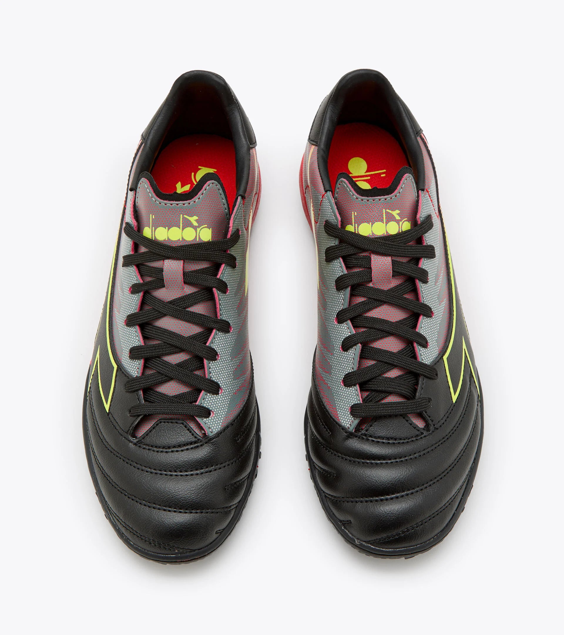 Diadora Brasil Elite Veloce R TFR Turf Soccer Cleats - Black/Fluo Yellow/Milano Red - Lightweight Football Shoes for Artificial Grass - Perfect for Training & Matches
